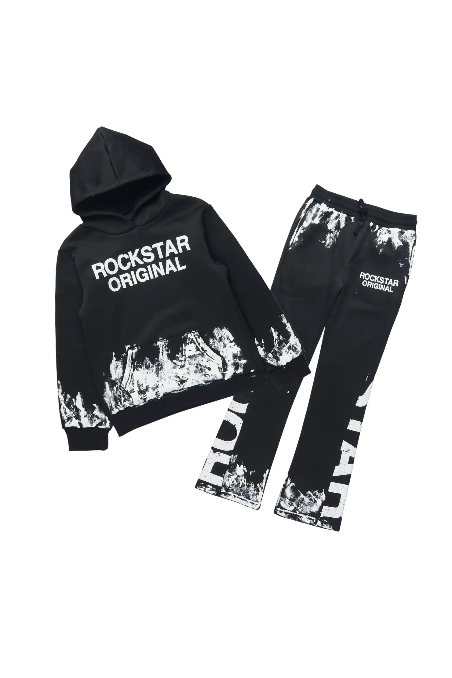 Boys Deniska Black/White Hoodie Track Pant Set