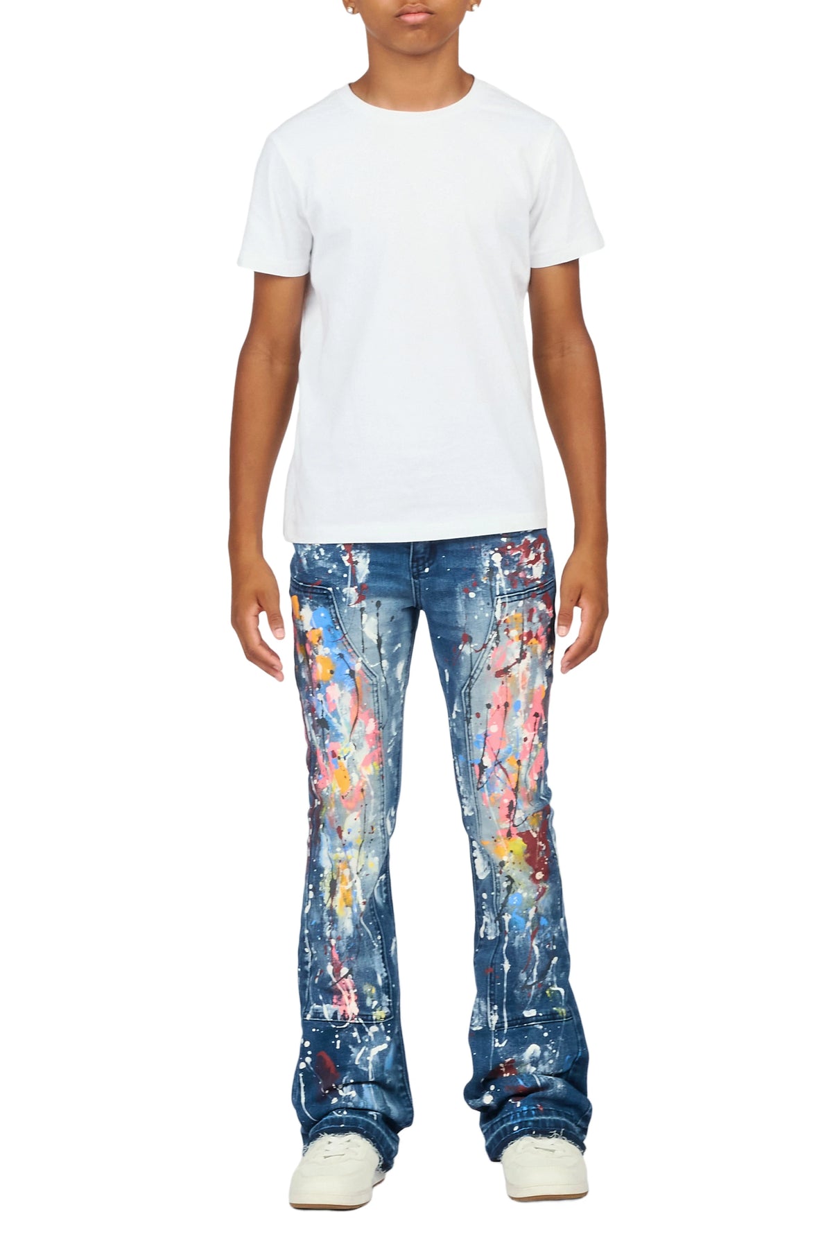 Boys Artur Dark Blue Stacked Flare Jean