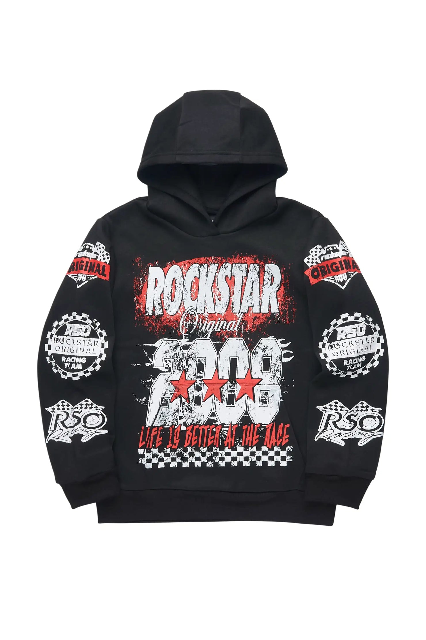 Boys Racing Grunge Black Graphic Hoodie