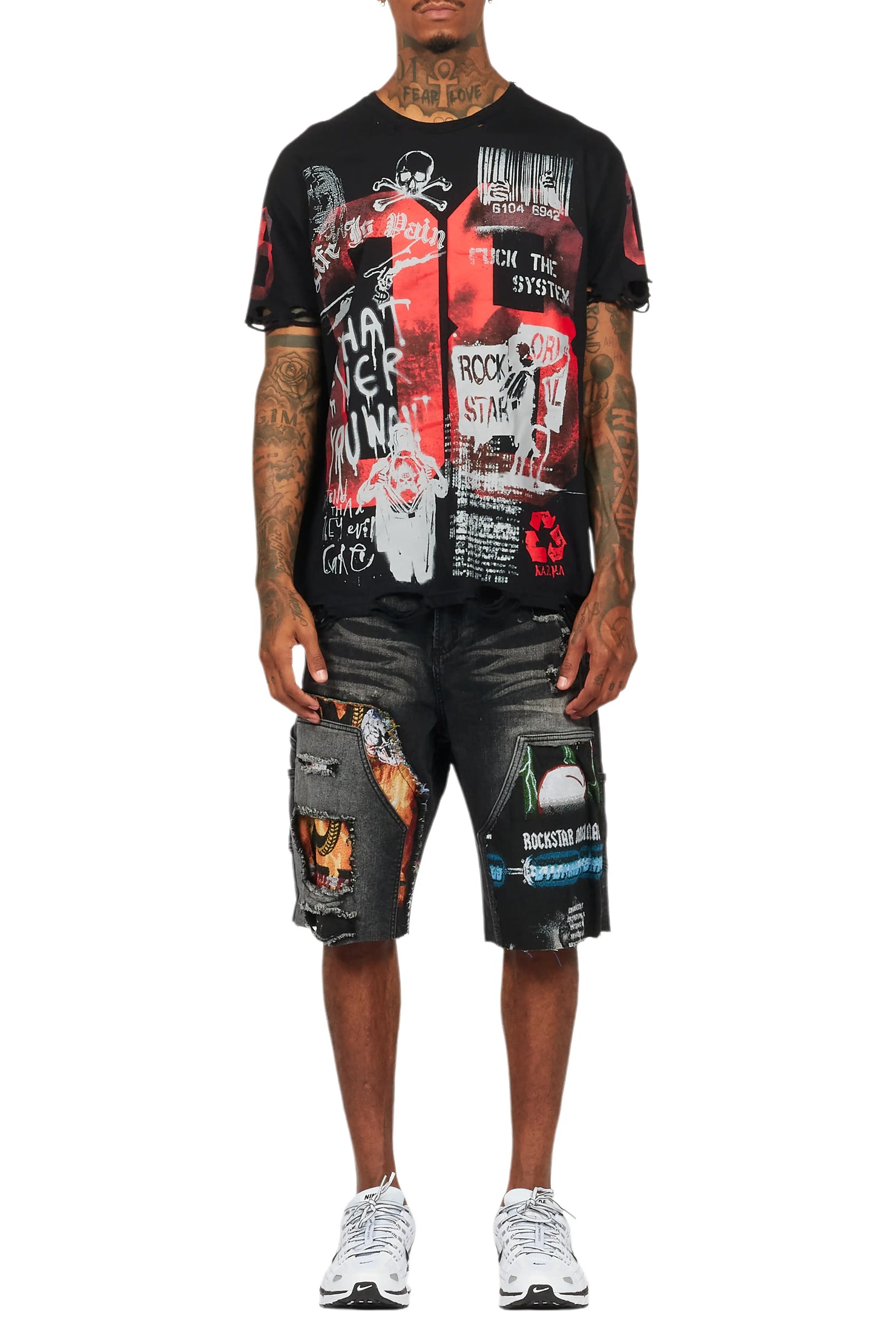 Grill Black T-Shirt/Denim Short Set