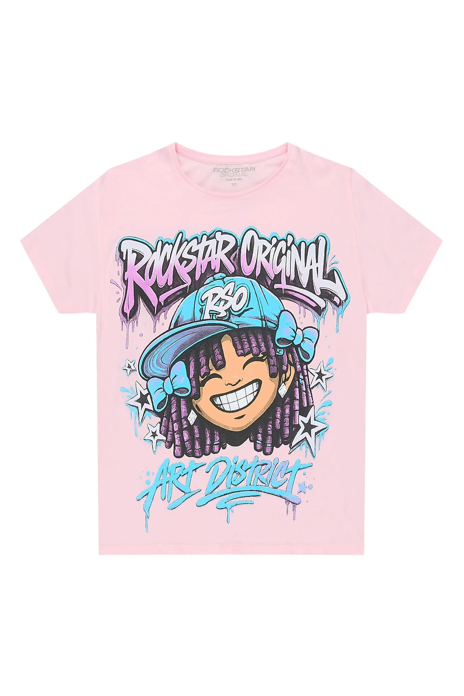 Girls Aze Light Pink Graphic T-Shirt
