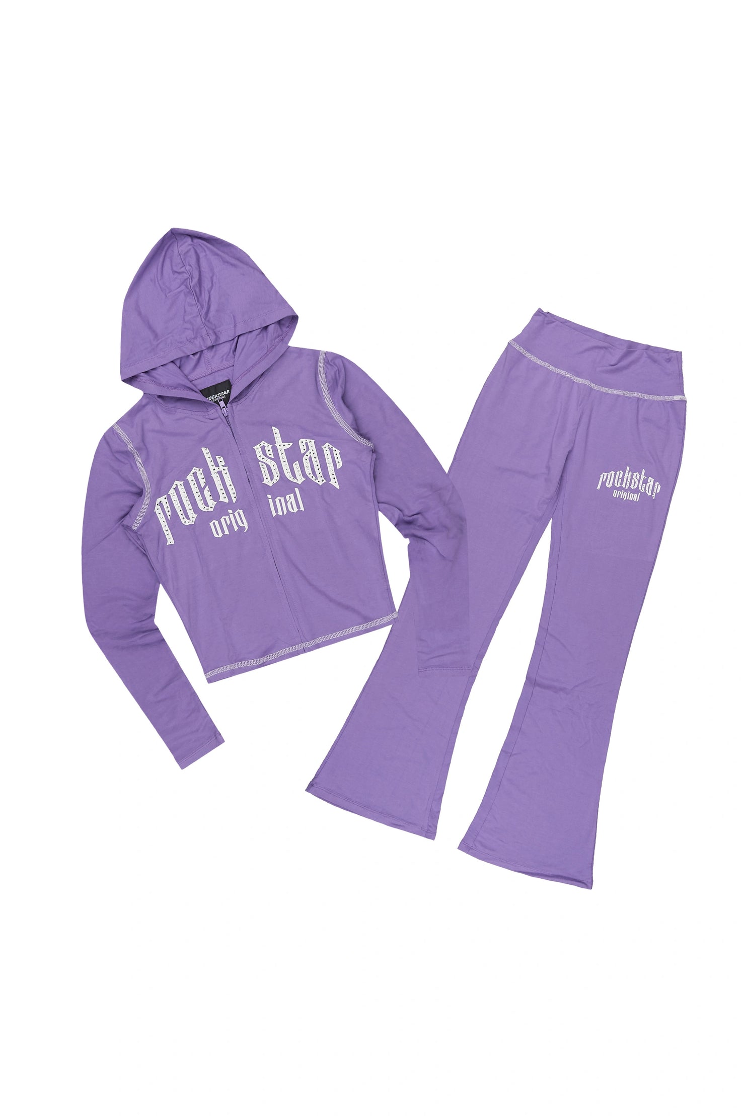 Girls Zyriah Purple Rhinestone Lounge Track Set