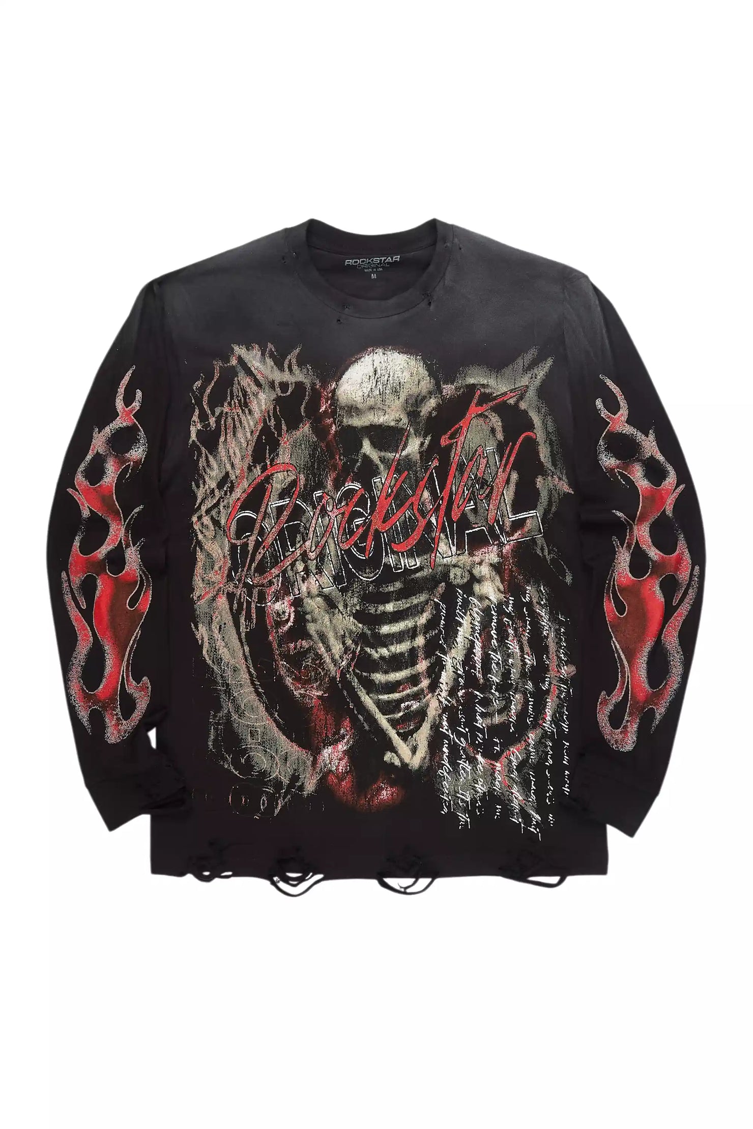 Scipt Black/Red Long Sleeve Graphic T-Shirt