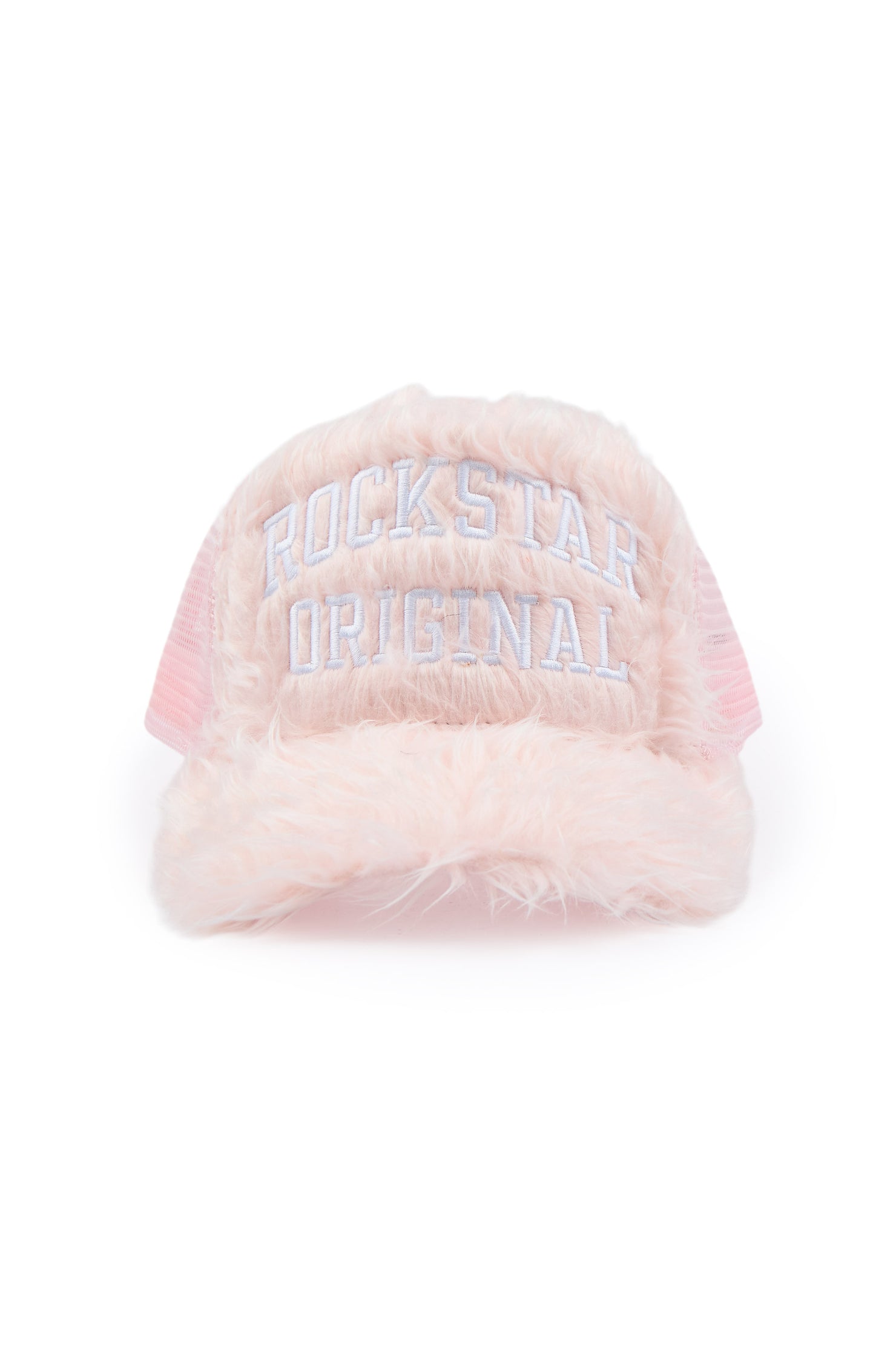 Girls Shaggy Pink Fur Trucker Hat