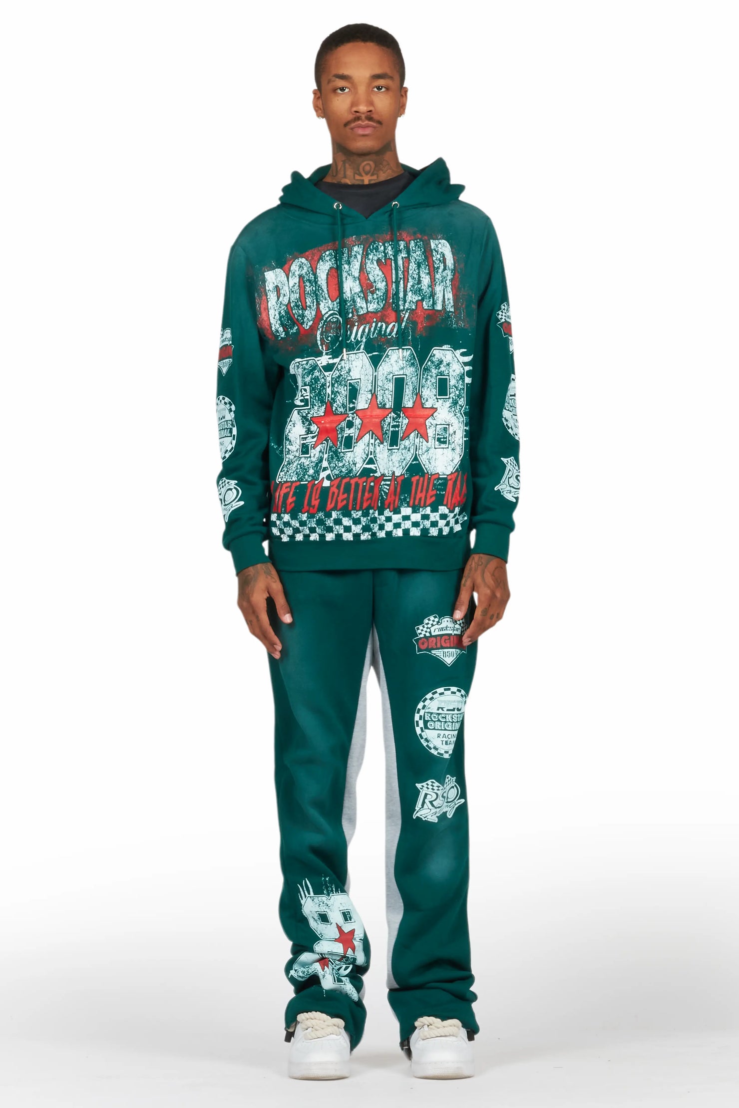 Racing Grung Dark Green Hoodie/Baggy Track Pant Set