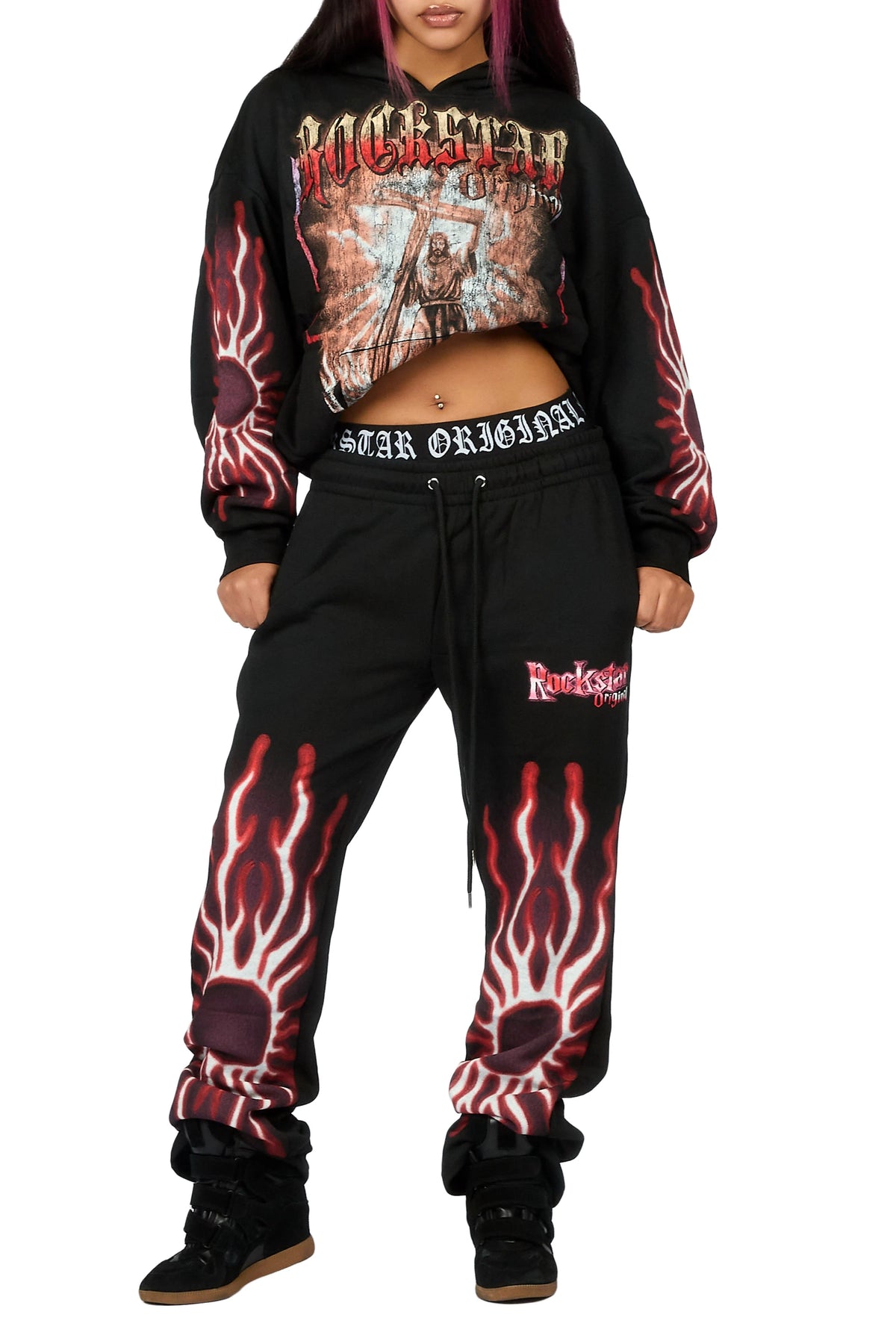 Xandria Black/Red Graphic Baggy Fit Track Set