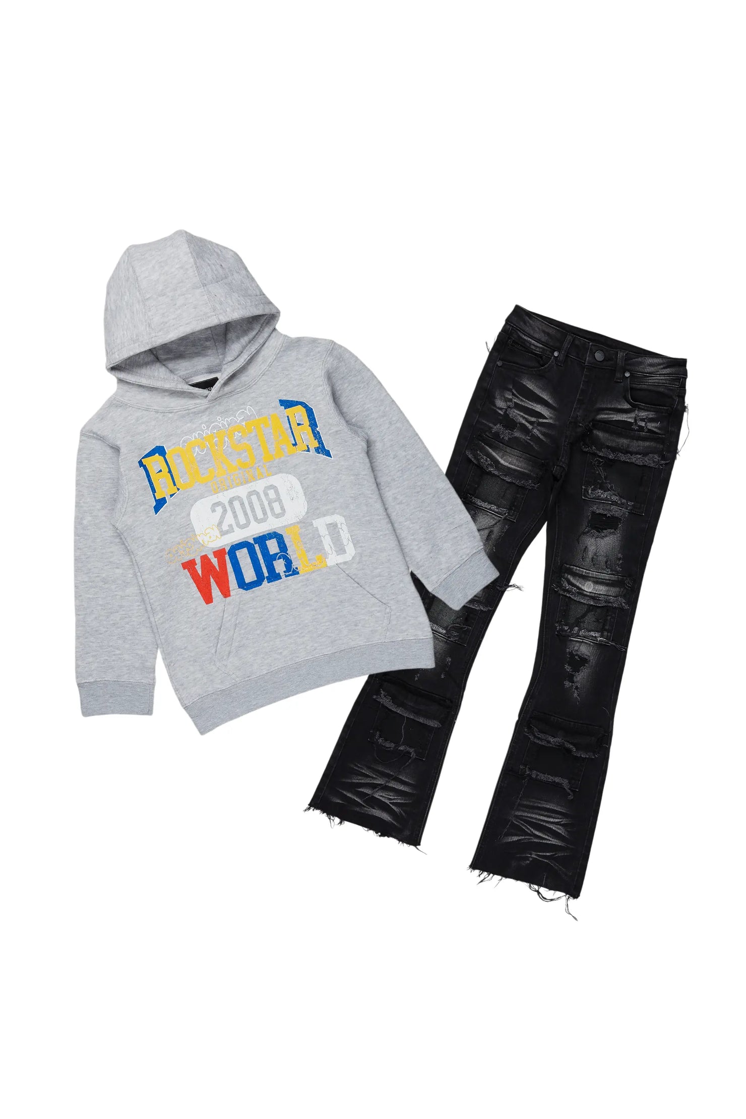 Boys Daria Grey Hoodie/Stacked Flare Jean Set