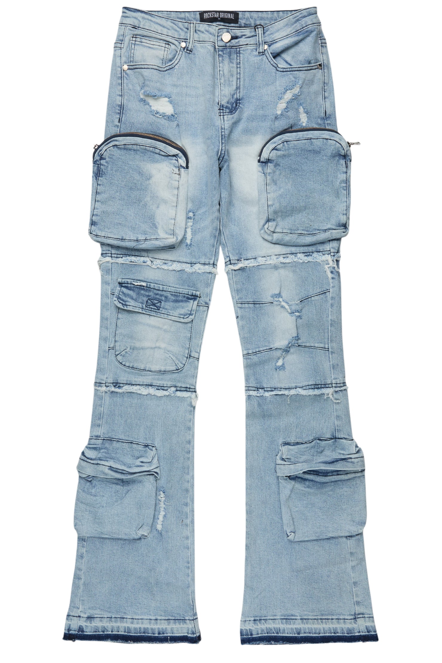 Toniesha Light Wash Stacked Flare Jean