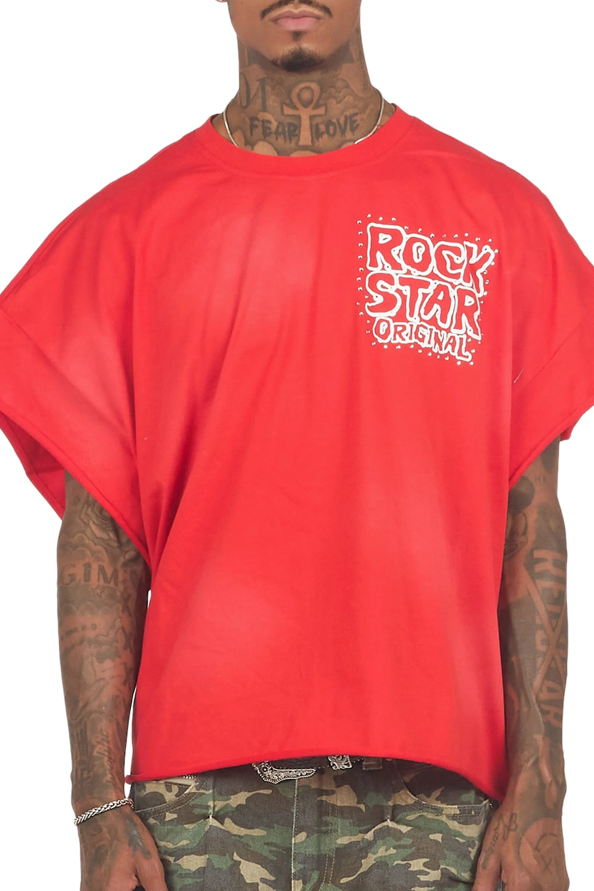 Marc Red Cut Sleeve Tee