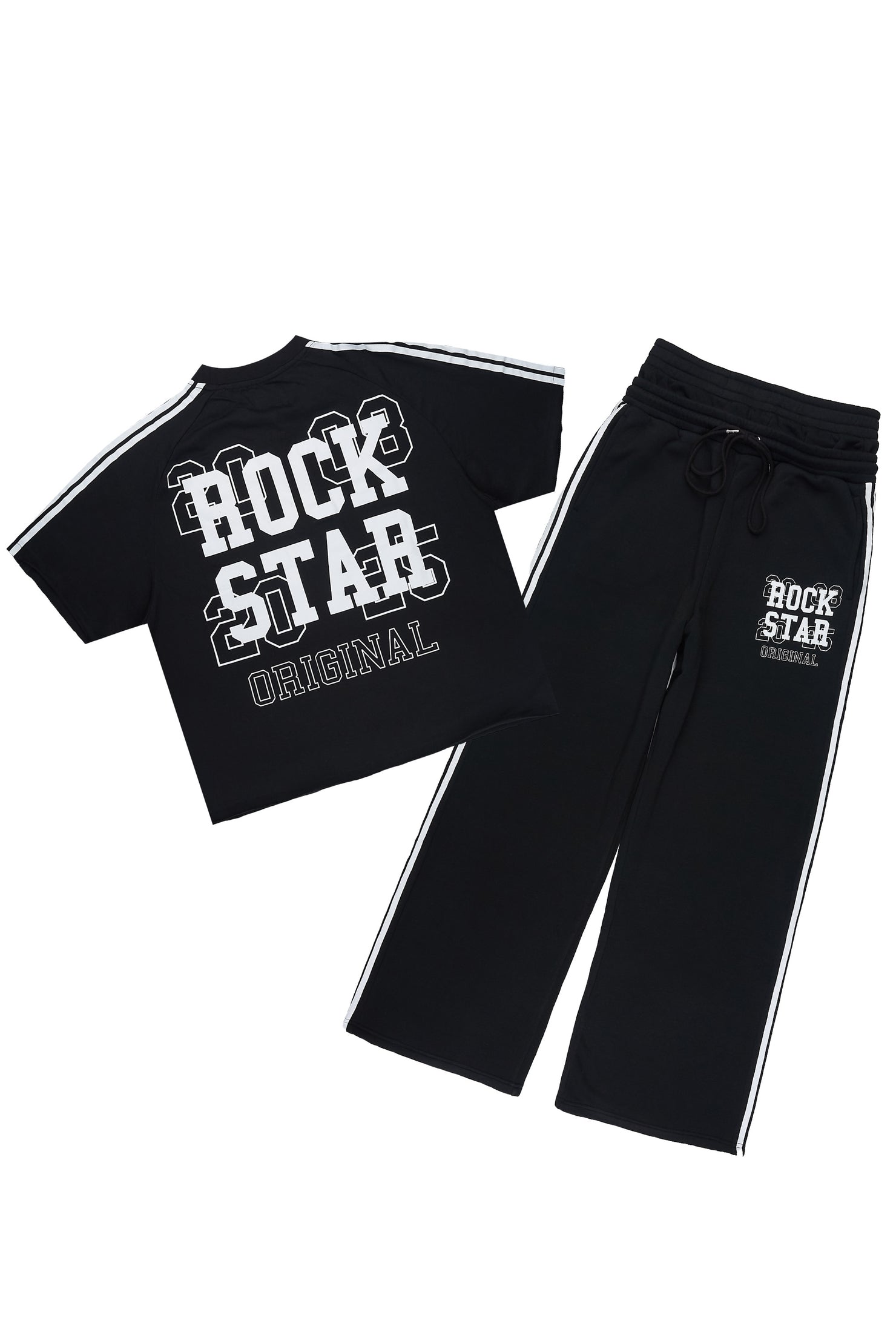 Berco Black T-Shirt/Double Waisted Baggy Track Set