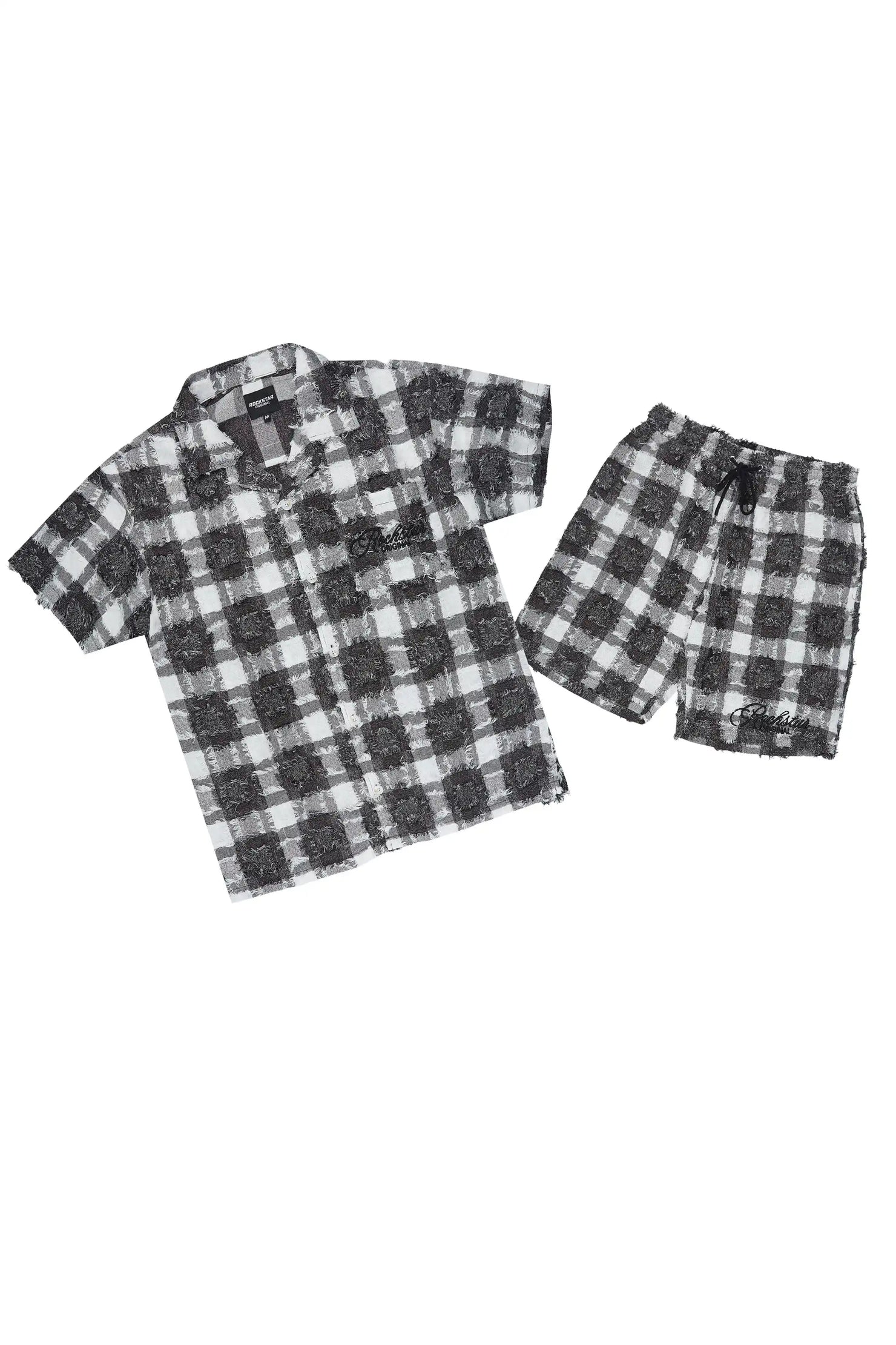 Amarion Black/White Button Down Shirt/Short Set