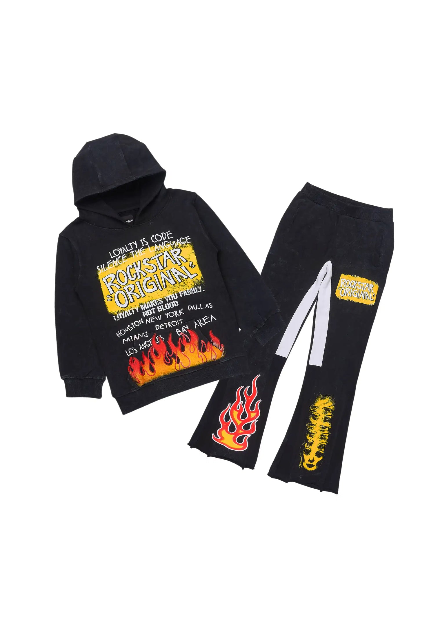 Boys Beno Vintage Black Stacked Flare Track Set