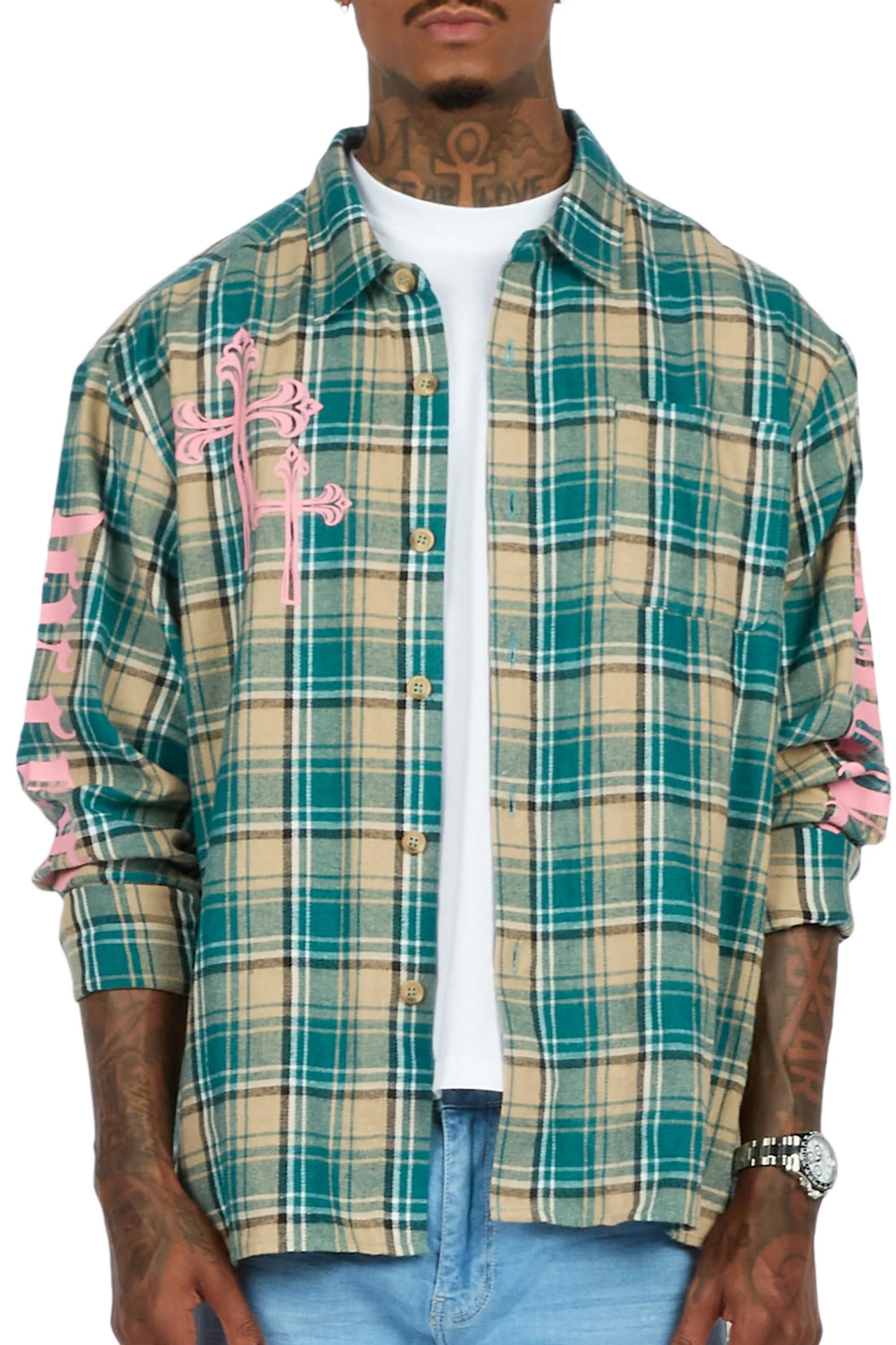 Helder Green Flannel Long Sleeve Shirt