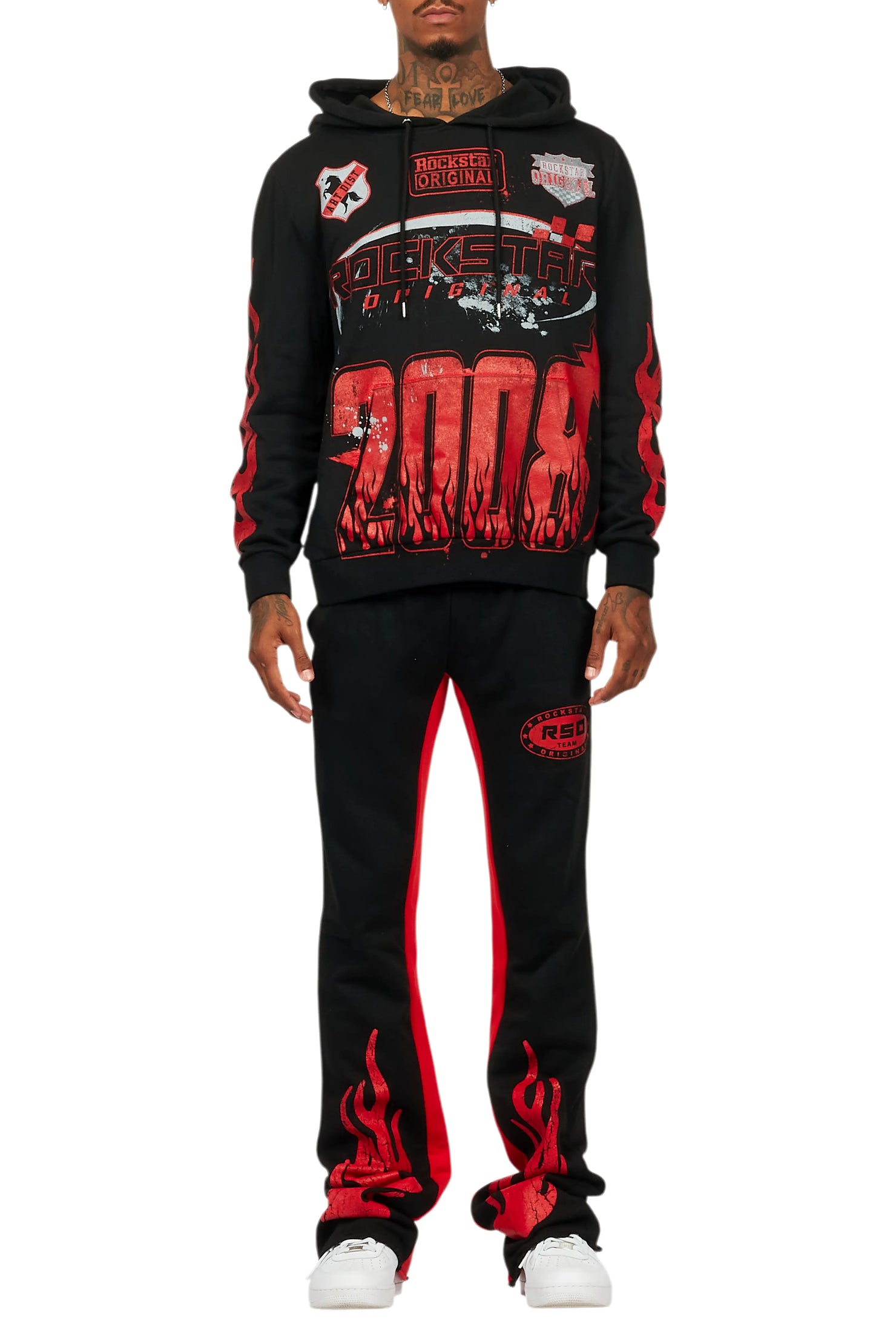 Amos Black/Red Hoodie/Baggy Track Pant Set