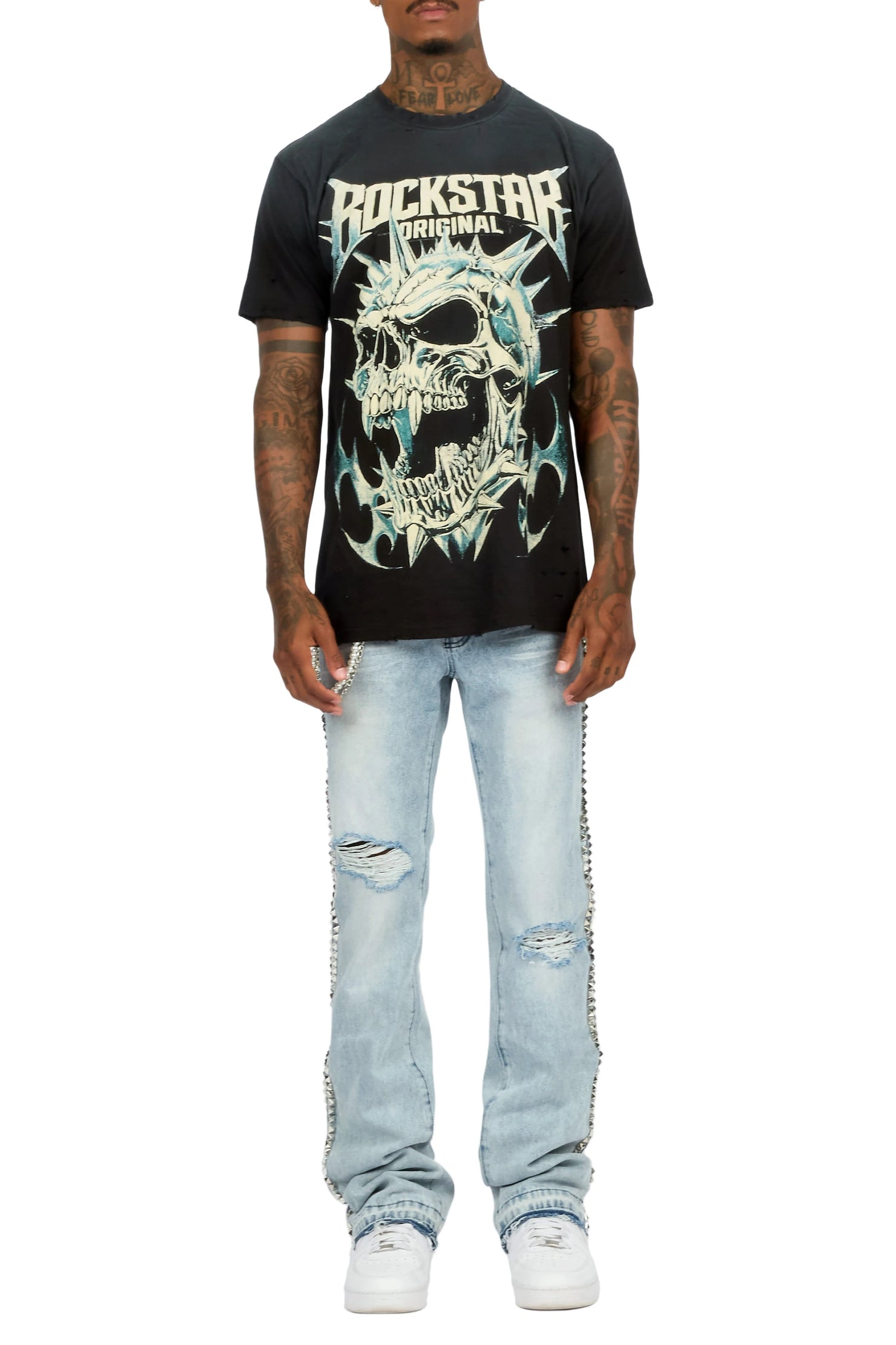 Tyce Light Blue Pearl Stacked Fit Jean