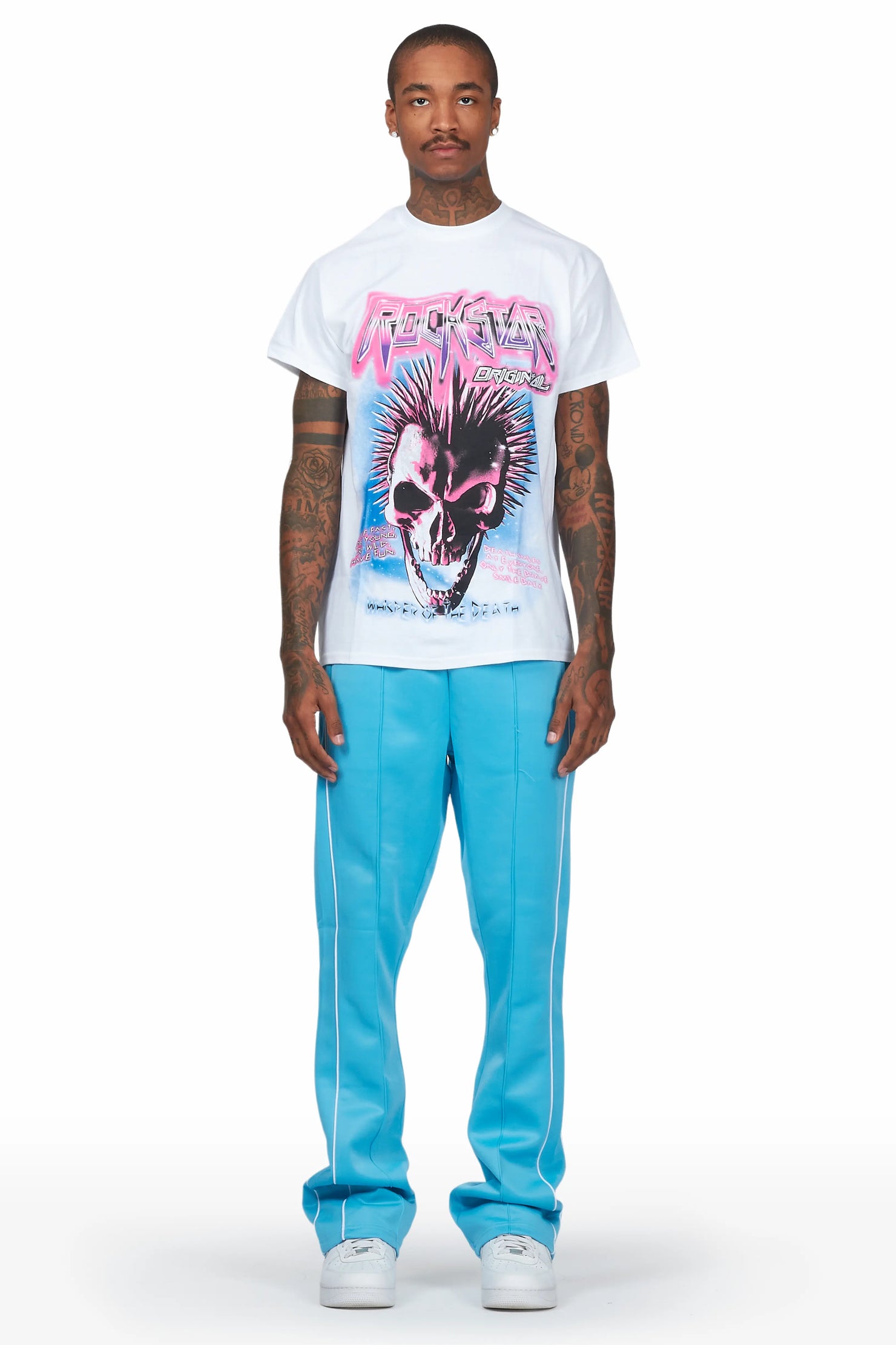 Obern White/Blue T-Shirt/Stacked Track Set