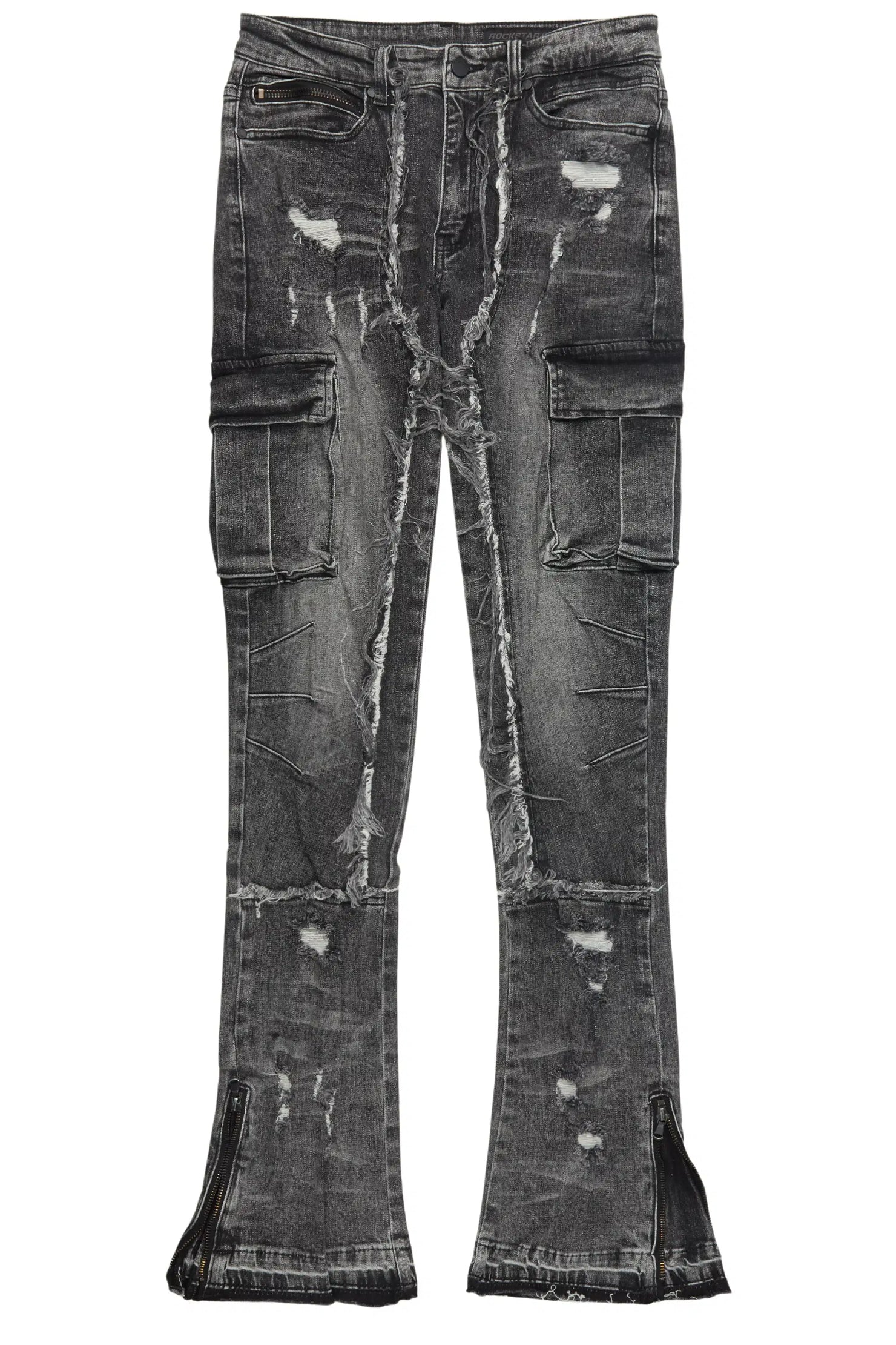 Aftermath Dark Grey Stacked Flare Jean