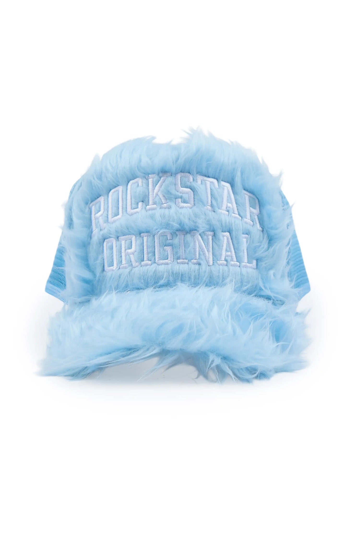 Shaggy Baby Blue Fur Trucker Hat