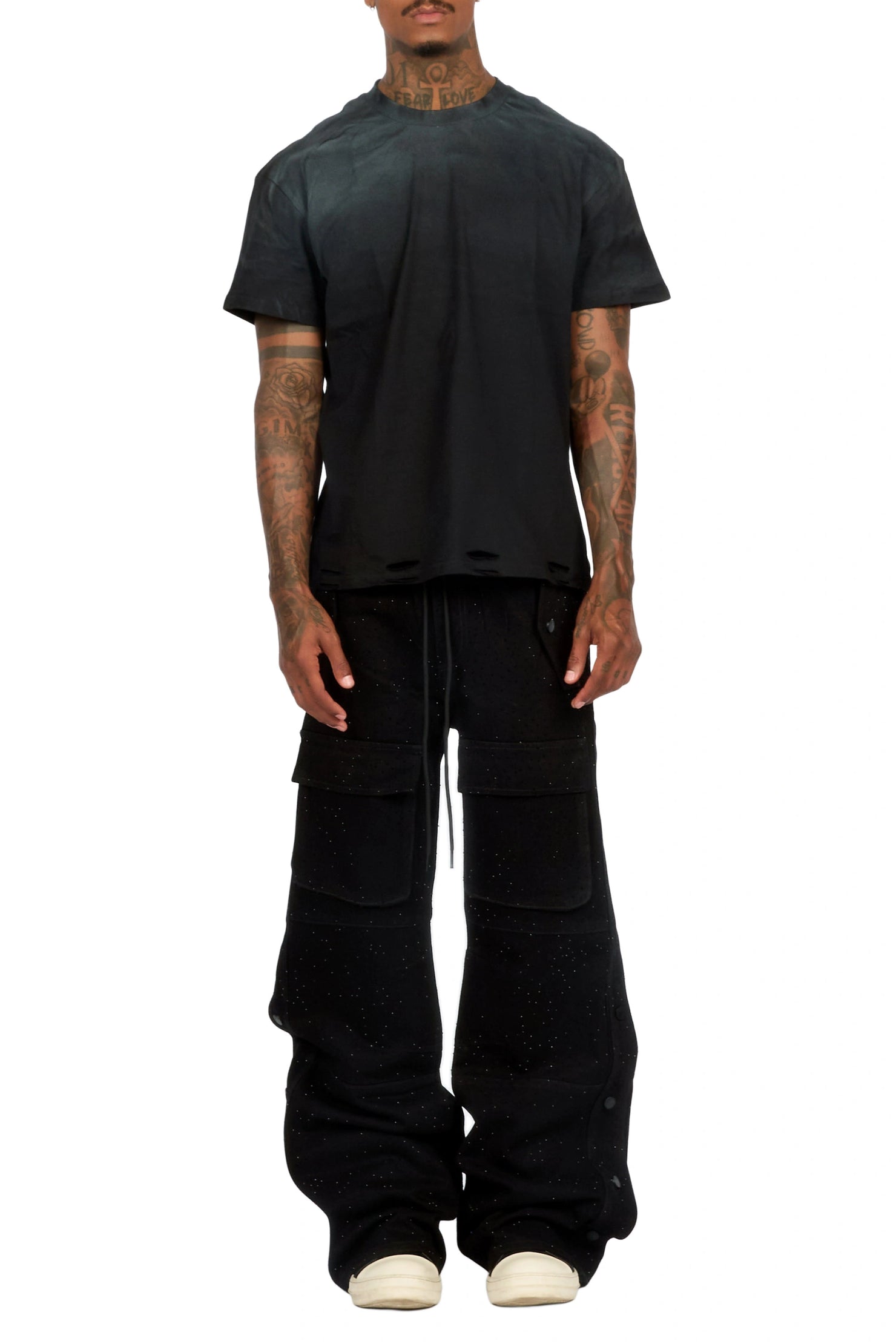 Yuri Black Rhinestone Baggy Fit Jean