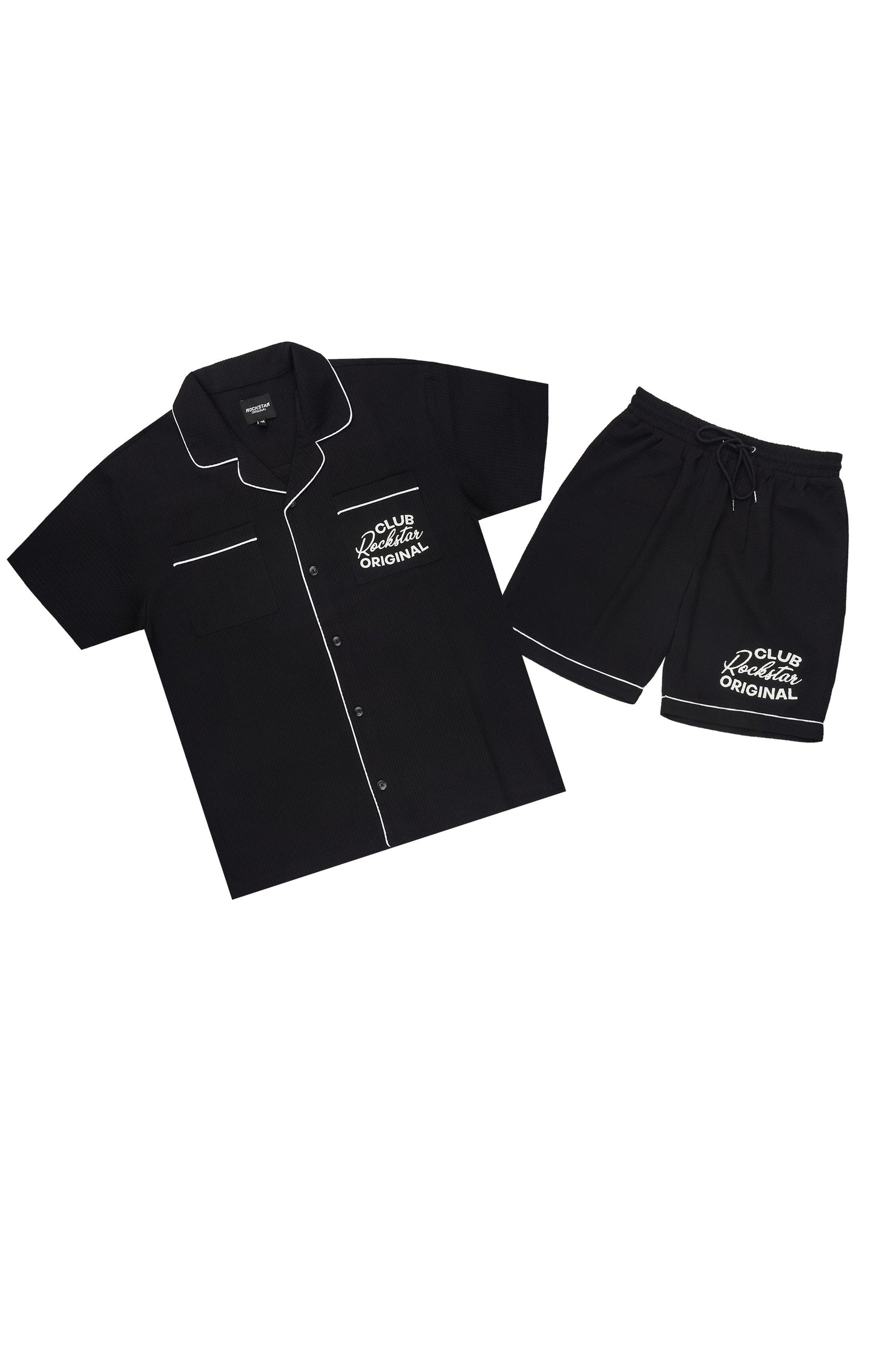 Clarence Black Button Down Shirt/Short Set