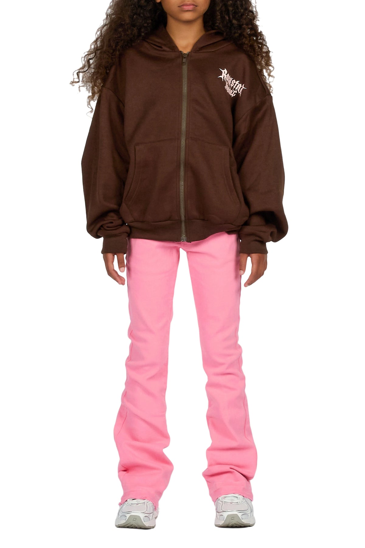 Girls Daga Pink Stacked Flare Jean