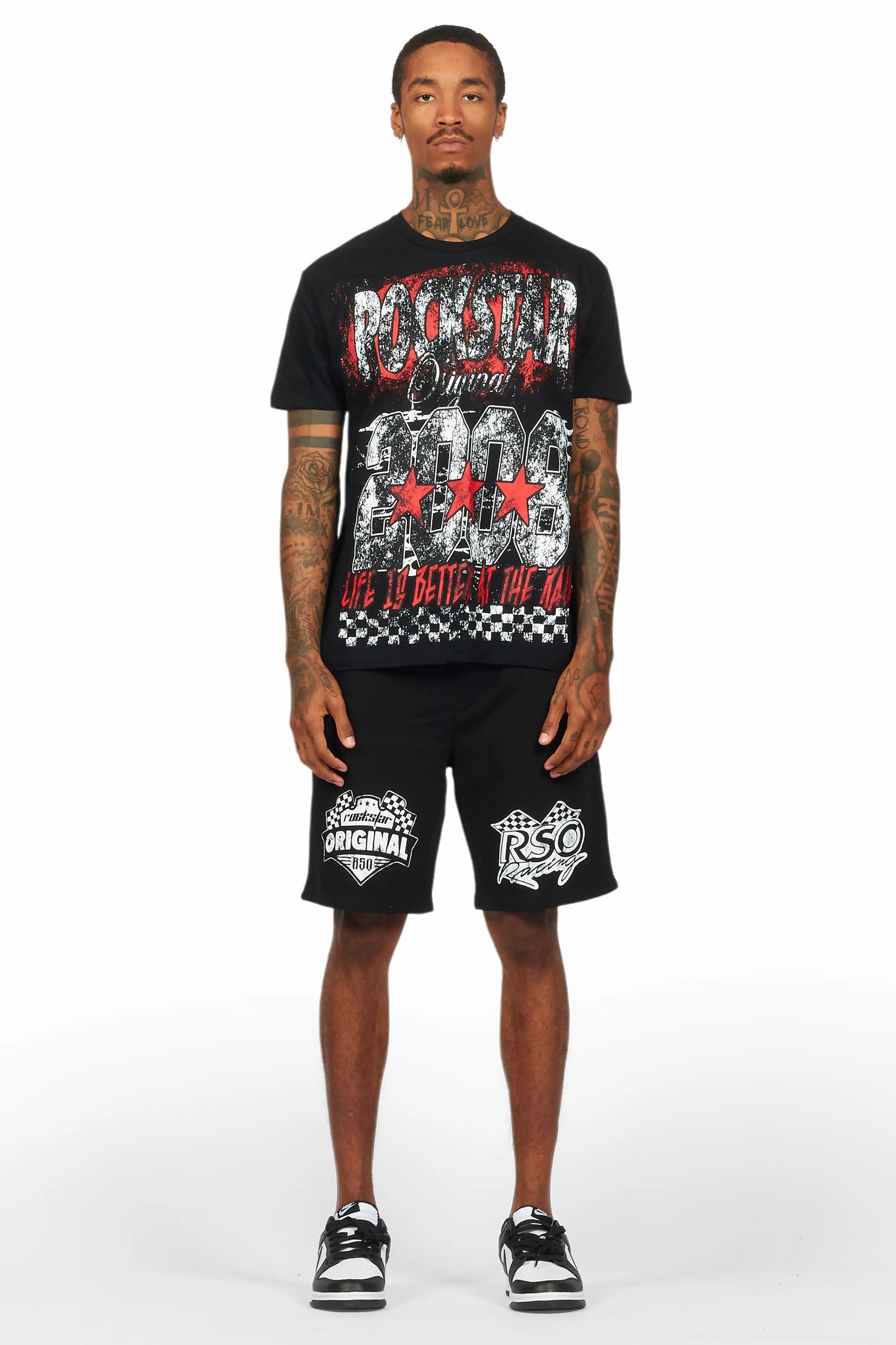Racing Grung Black Graphic T-Shirt Short Set