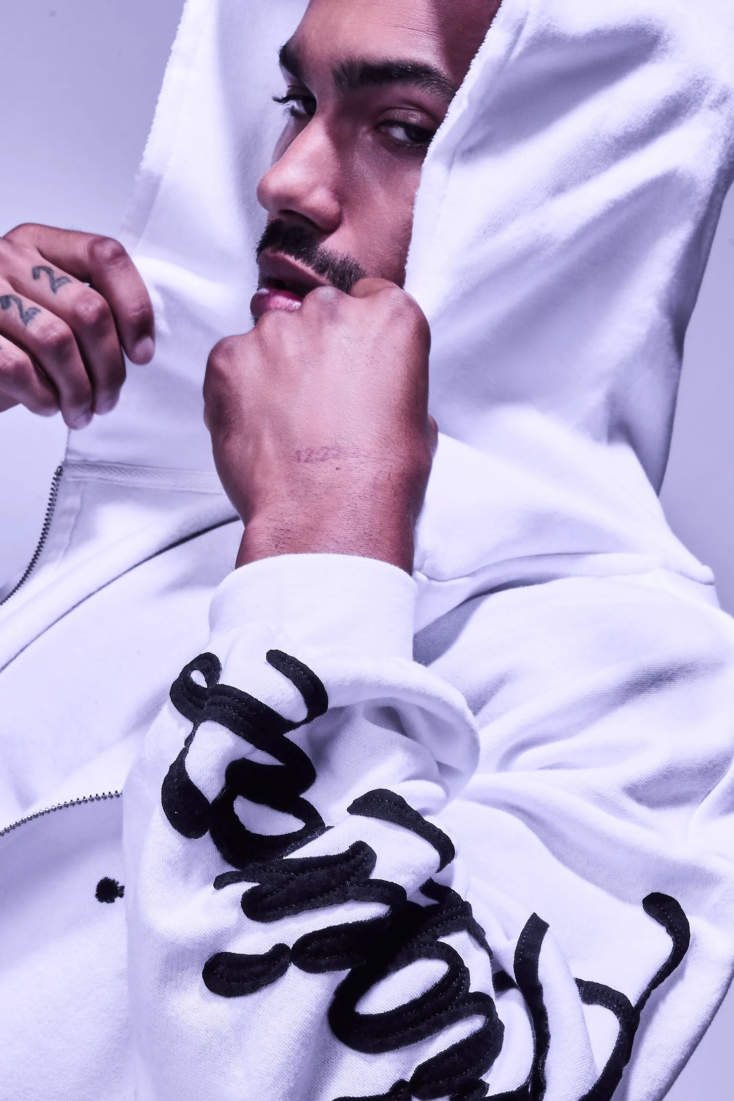 Hanif White Zip Up Hoodie