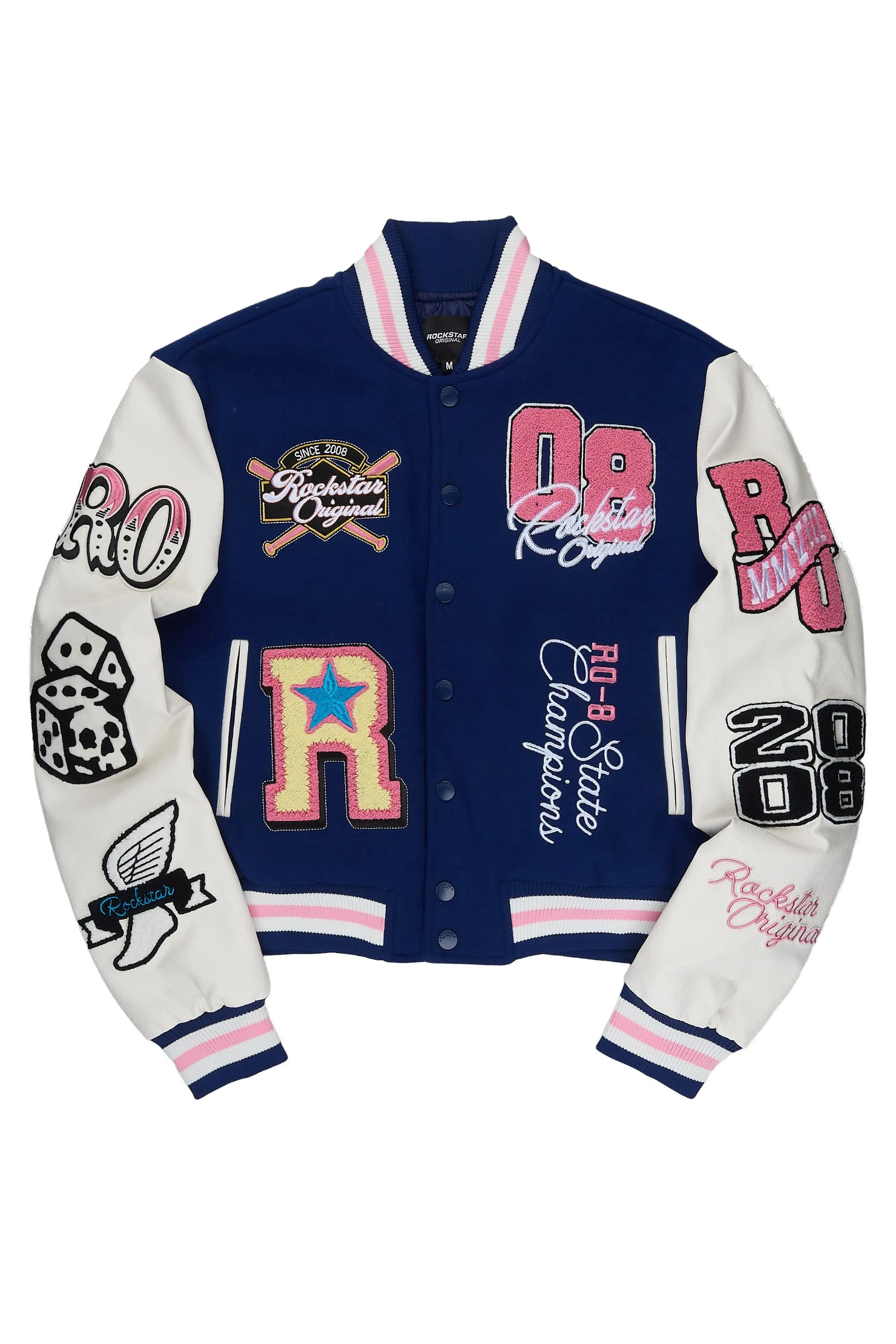 Tahisha Navy/White Oversized Varsity Jacket