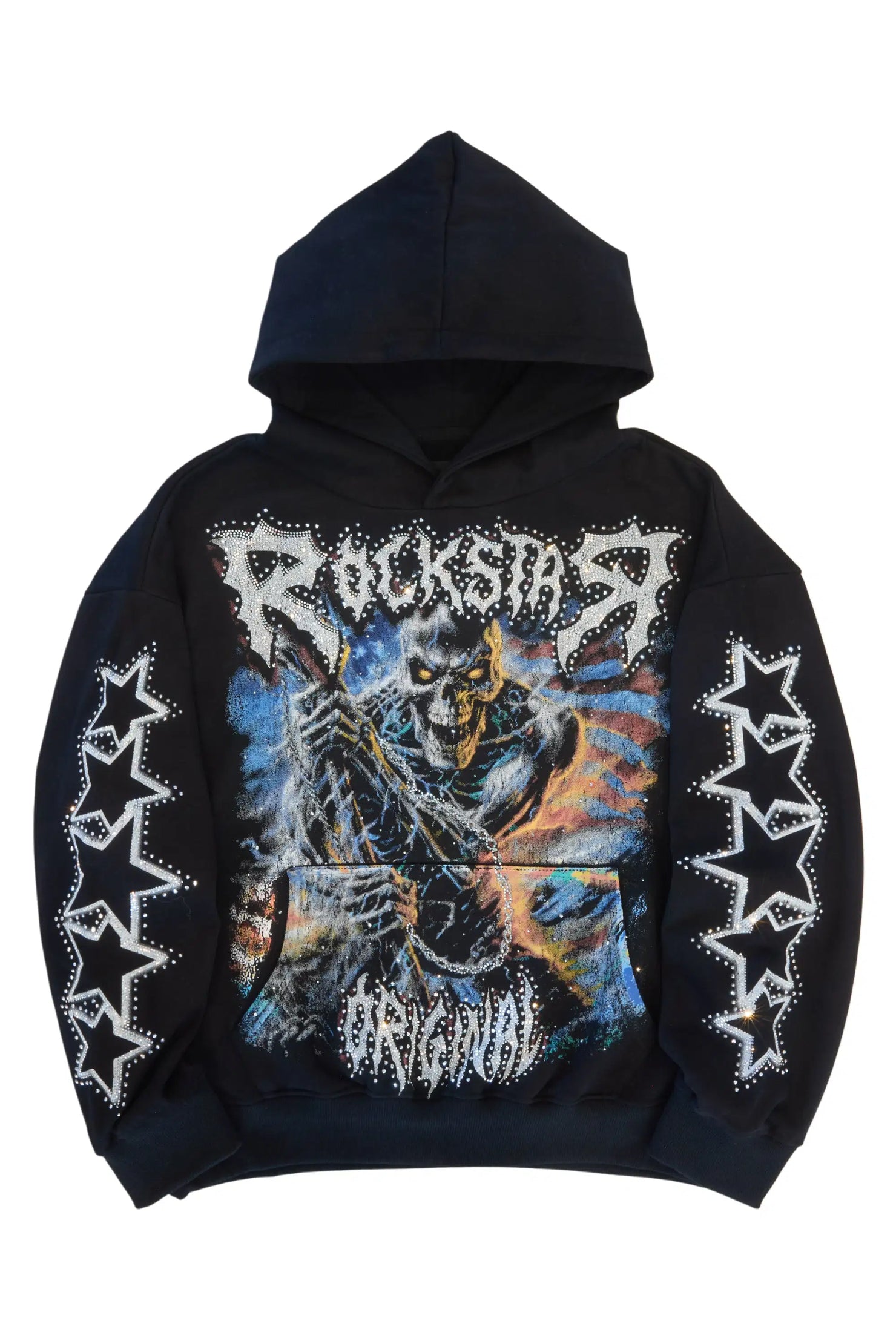 Krio Black Rhinestone Oversized Hoodie
