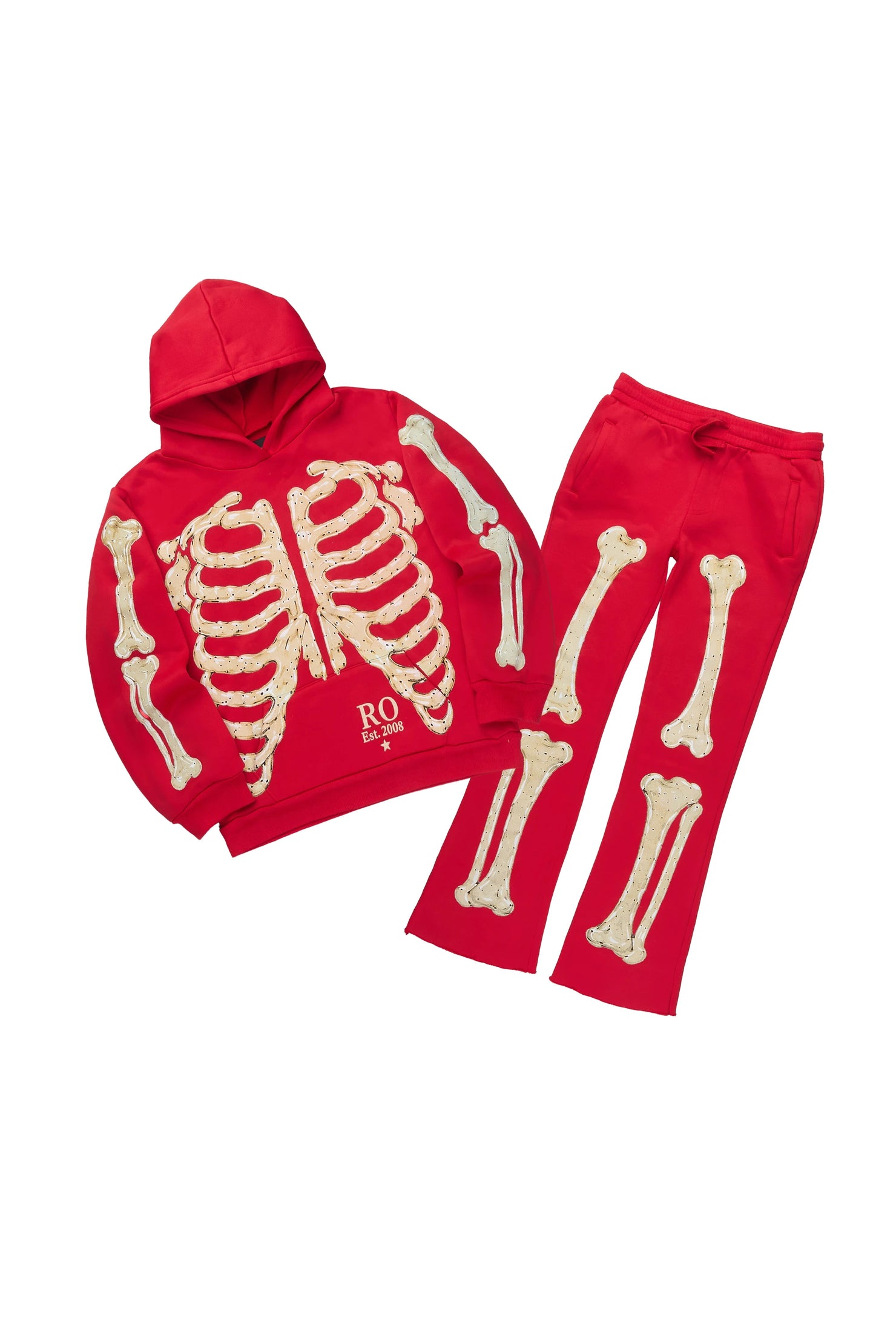 Boys Vermis Red Stacked Hoodie Track Set