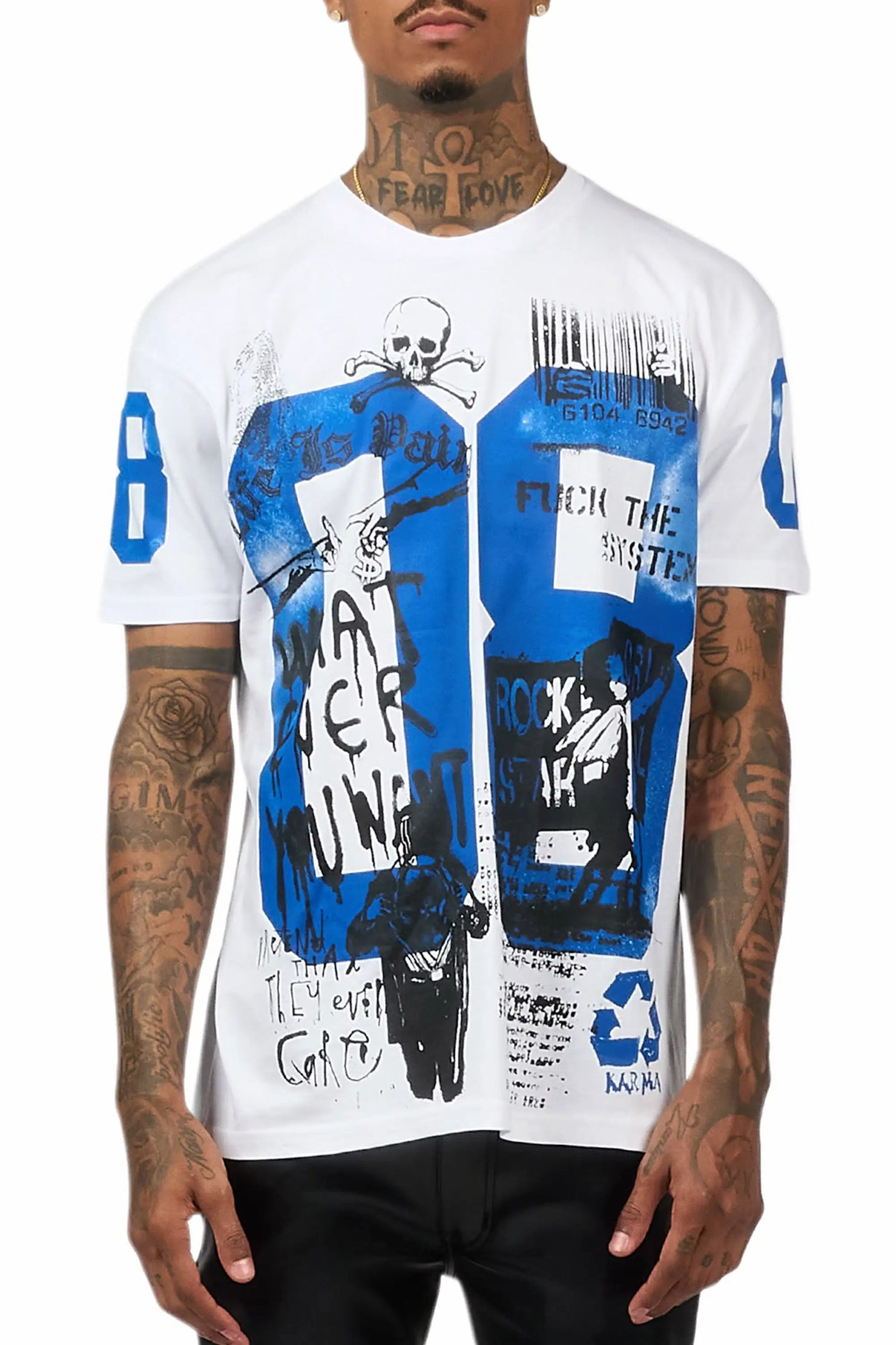 Grill 3.0 White/Blue Oversized Graphic T-Shirt