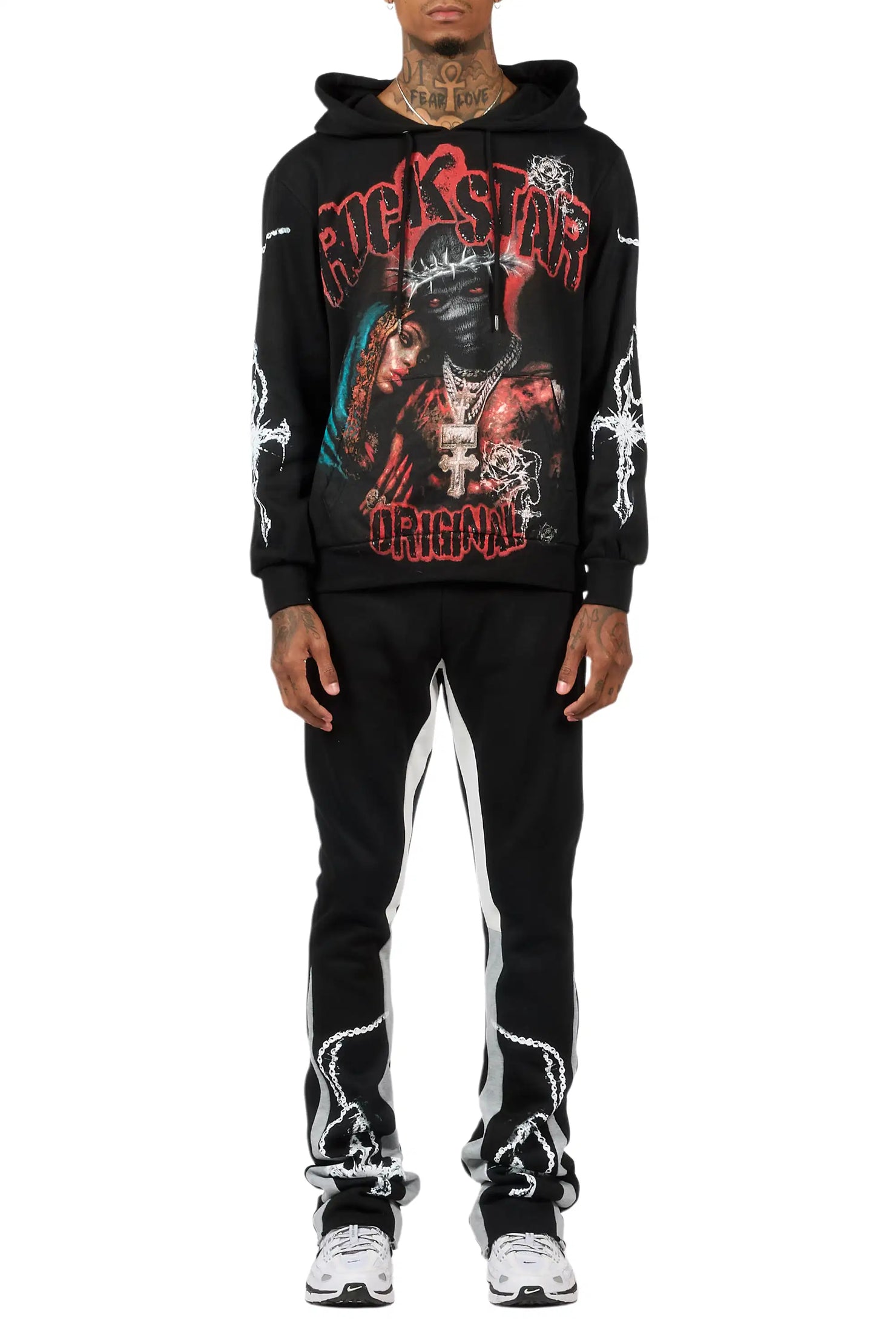 Vontae Black/Grey Hoodie/Stacked Flare Track Set