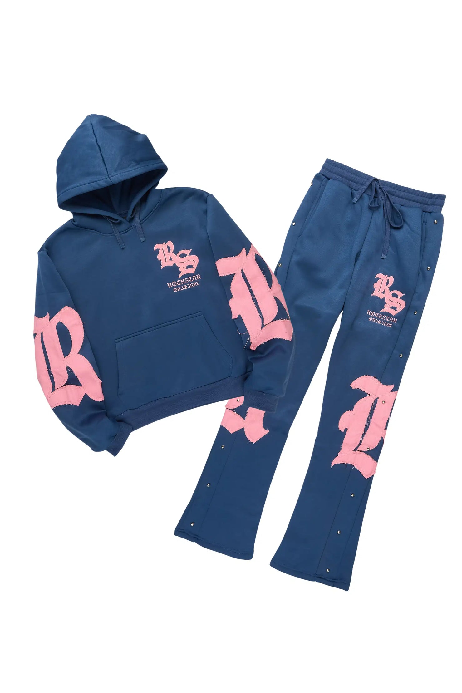 Shironda Navy Snap Stacked Track Set