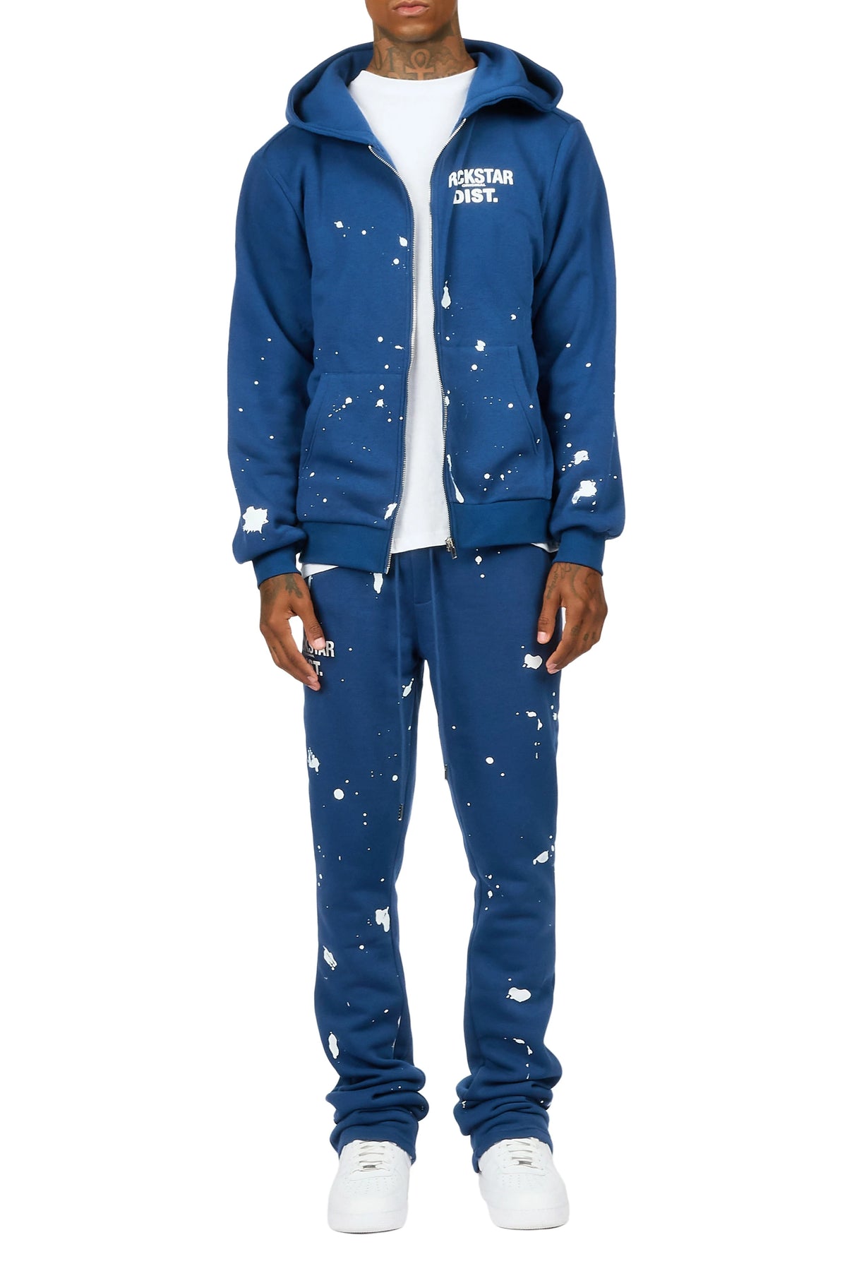 Zip Up Navy Raffer Hoodie/Stacked Track Set
