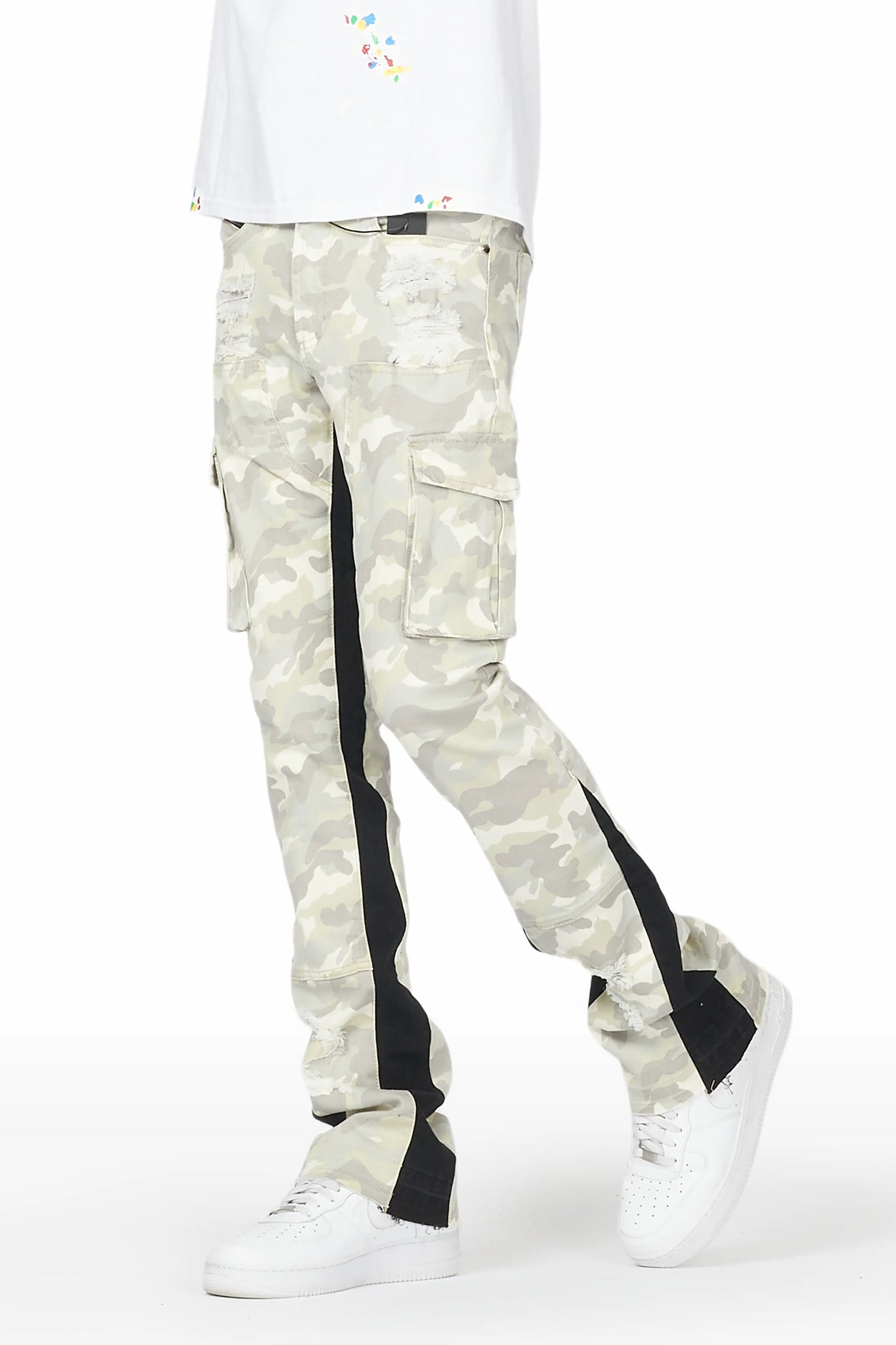 Decimus Light Camo Stacked Flare Jean
