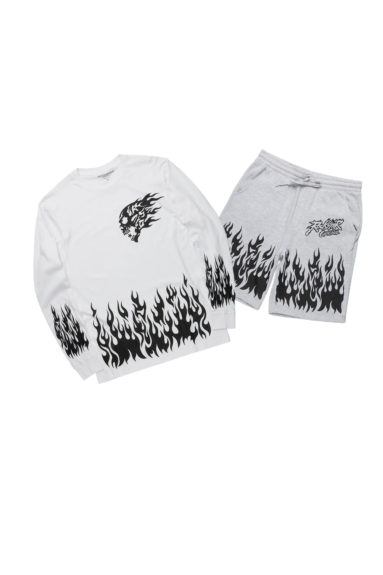 Bubble White/Grey Long Sleeve T-Shirt Short Set