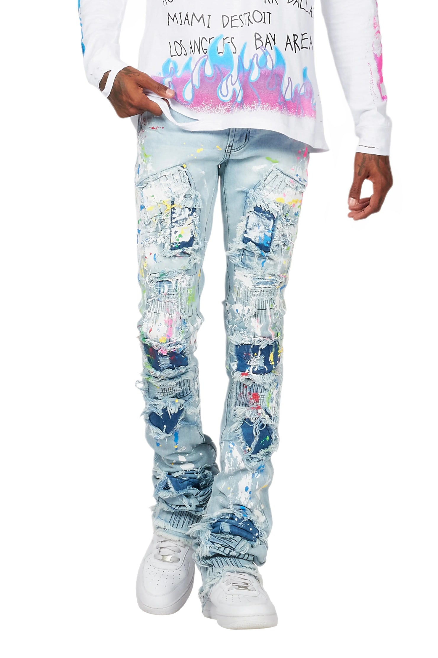 Dallon Blue Painter Super Stacked Flare Jean