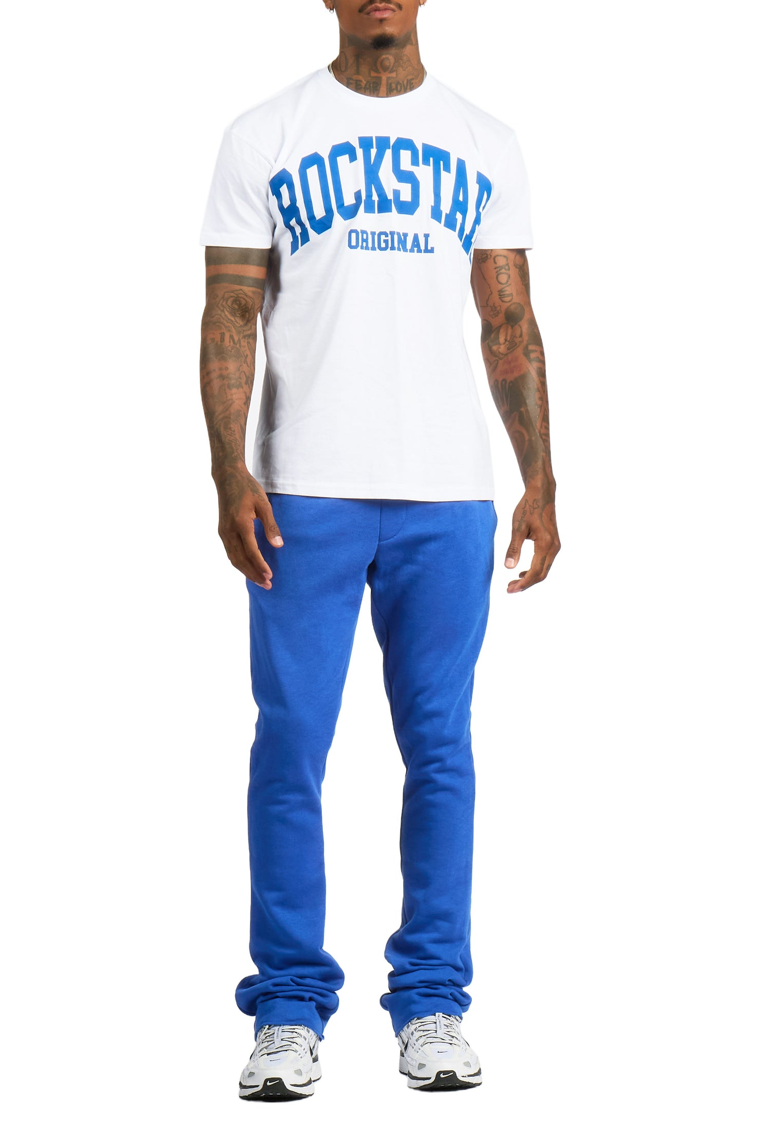 Rayray 2.0 White/Royal Blue T-Shirt/ Relaxed Track Set