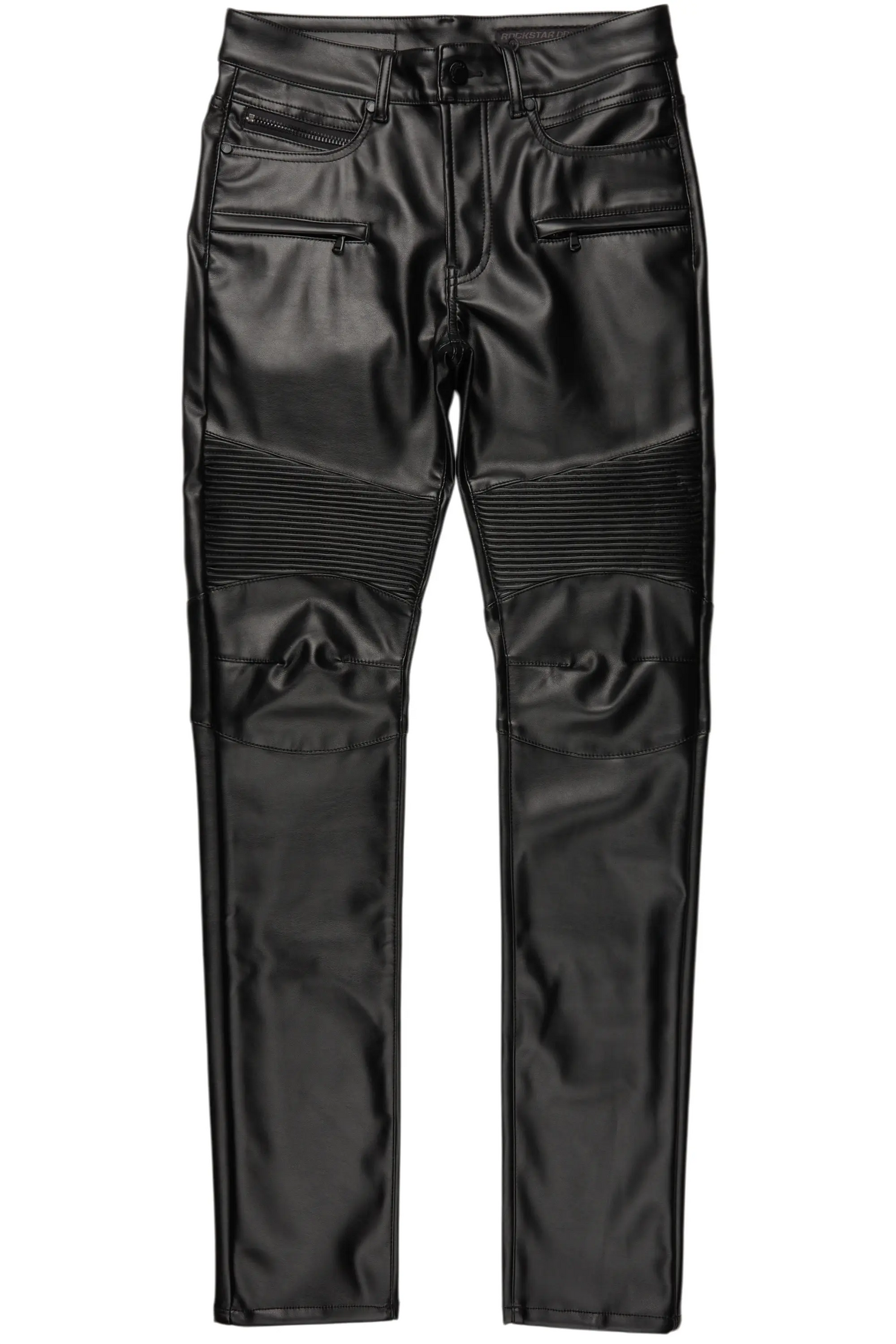 Richh Black PU Biker Jean