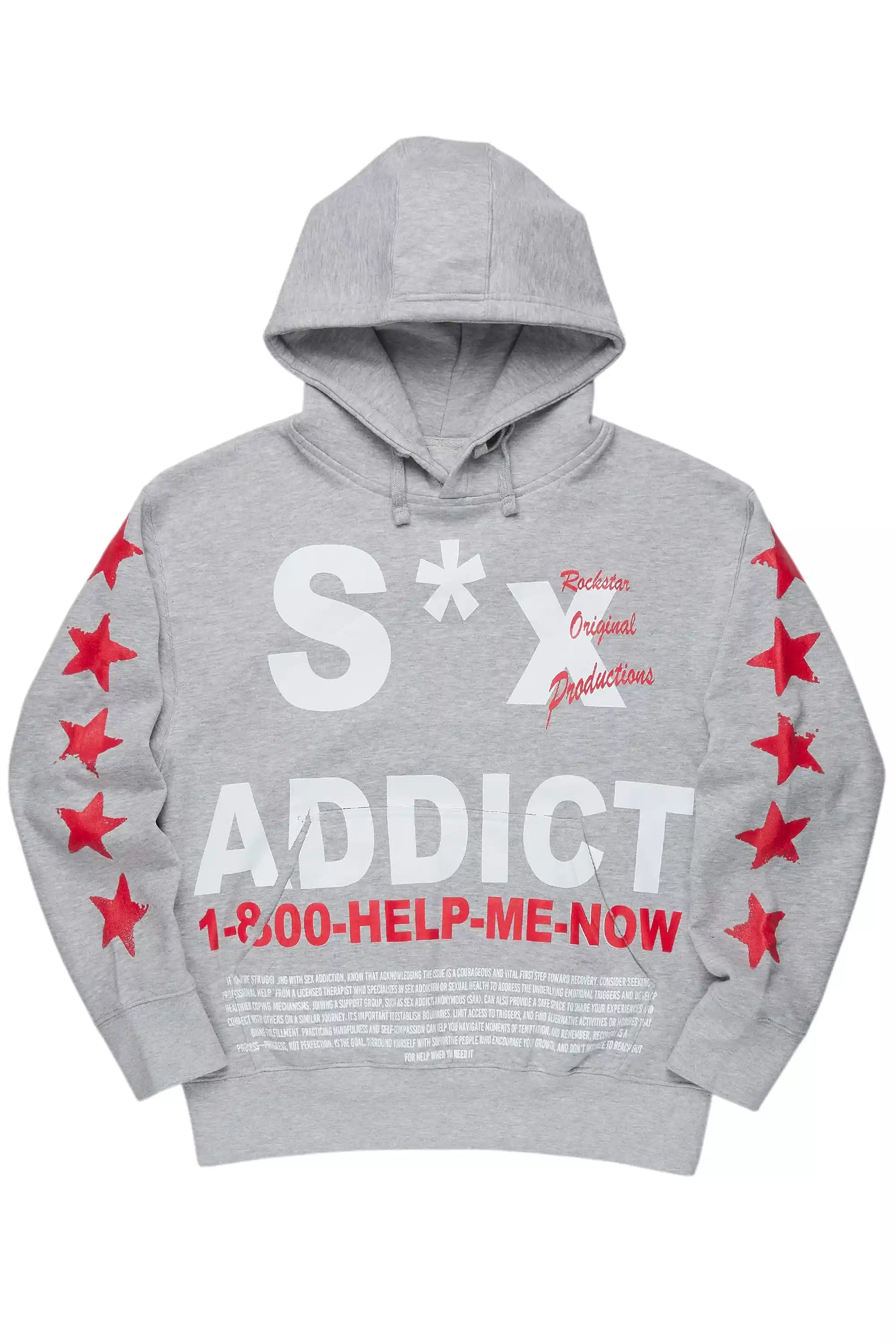Addict Heather Grey/Red Graphic Hoodie