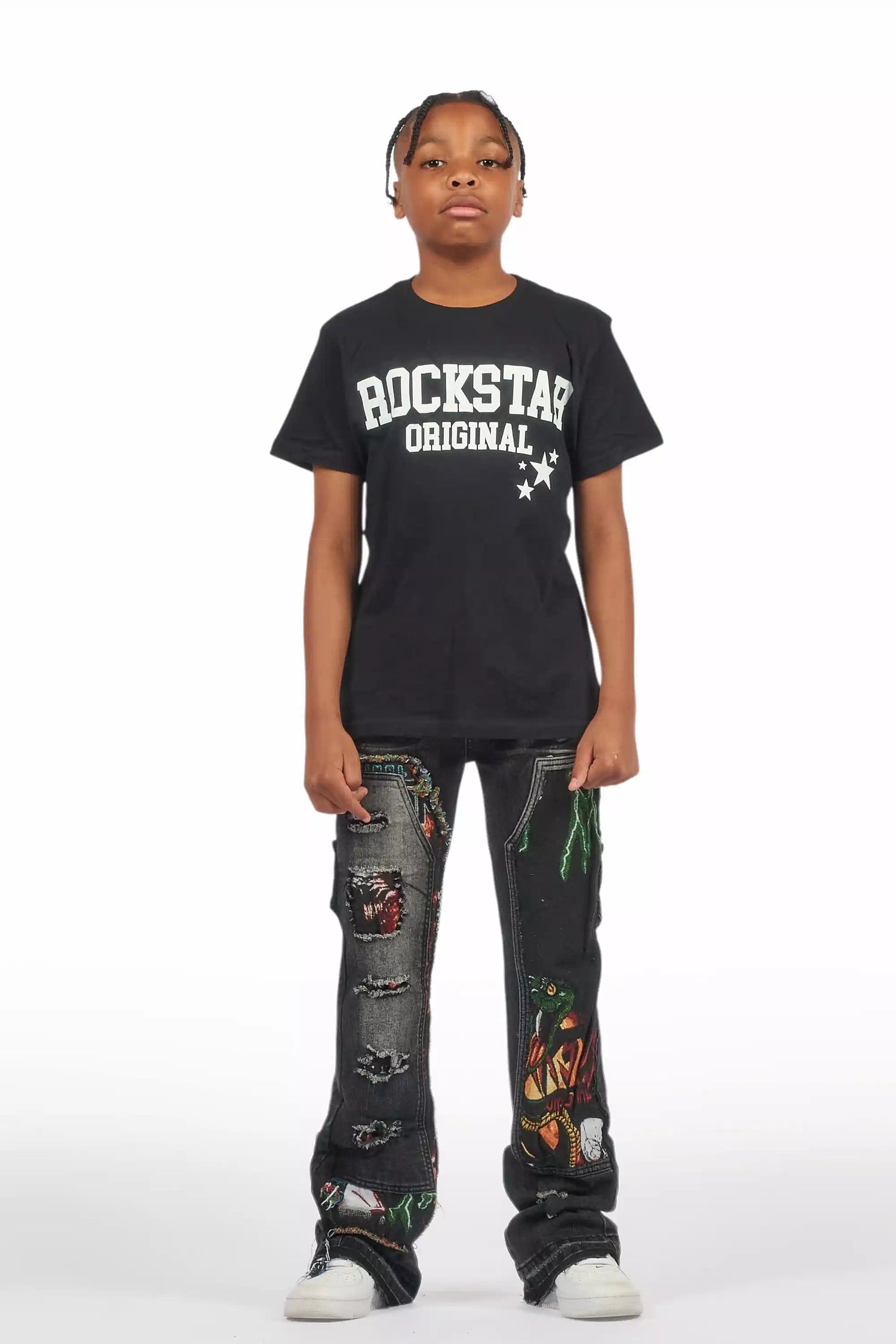 Boys Yanis Black Baggy Fit Jean