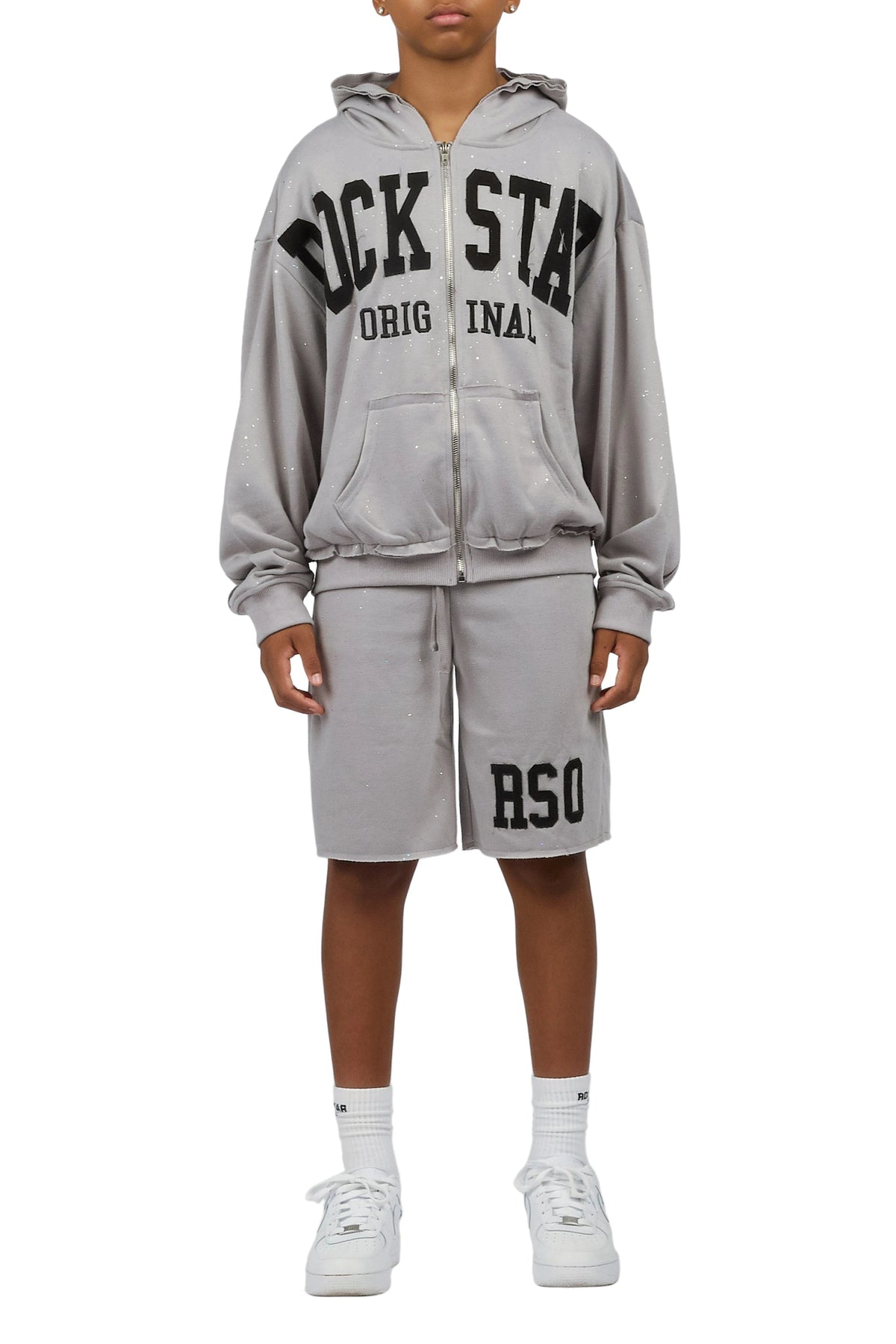 Boys Akila Grey Glitz Hoodie Double Waisted Short Set