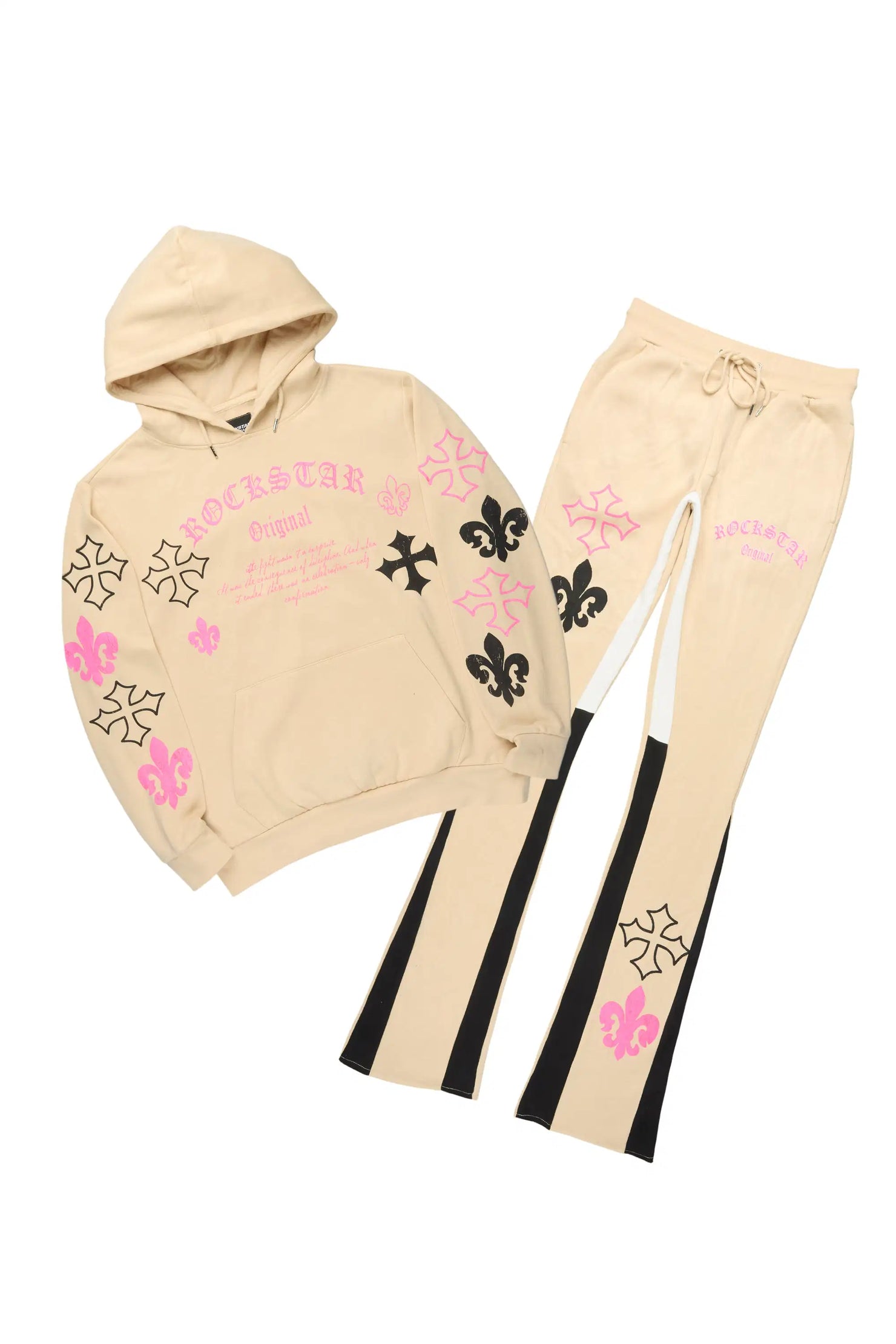 Tieran Beige/Multi Hoodie/Stacked Flare Track Set