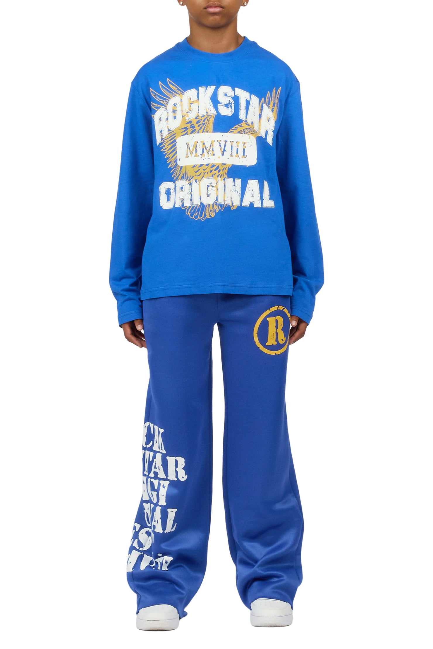 Boys Borya Royal/Yellow Long Sleeve T-Shirt Track Set
