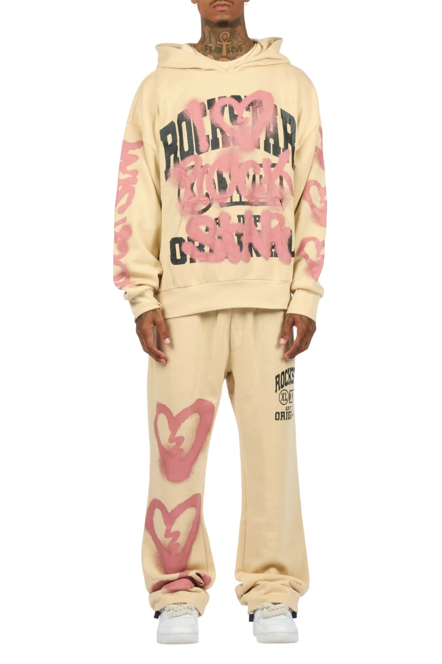 Loverdose Beige Hoodie/Baggy Pant Track Set
