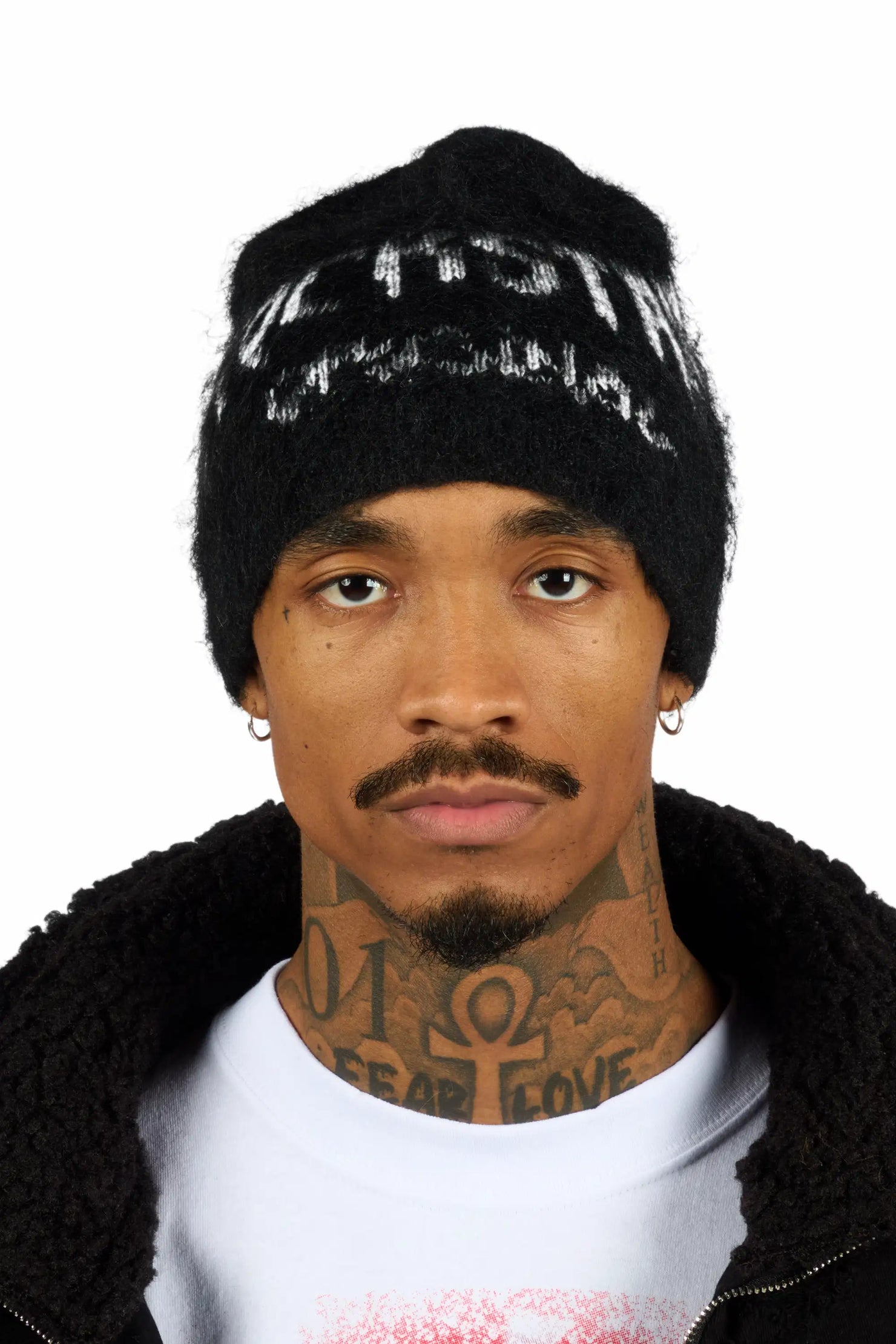 Andros Black Knitted Mohair Beanie