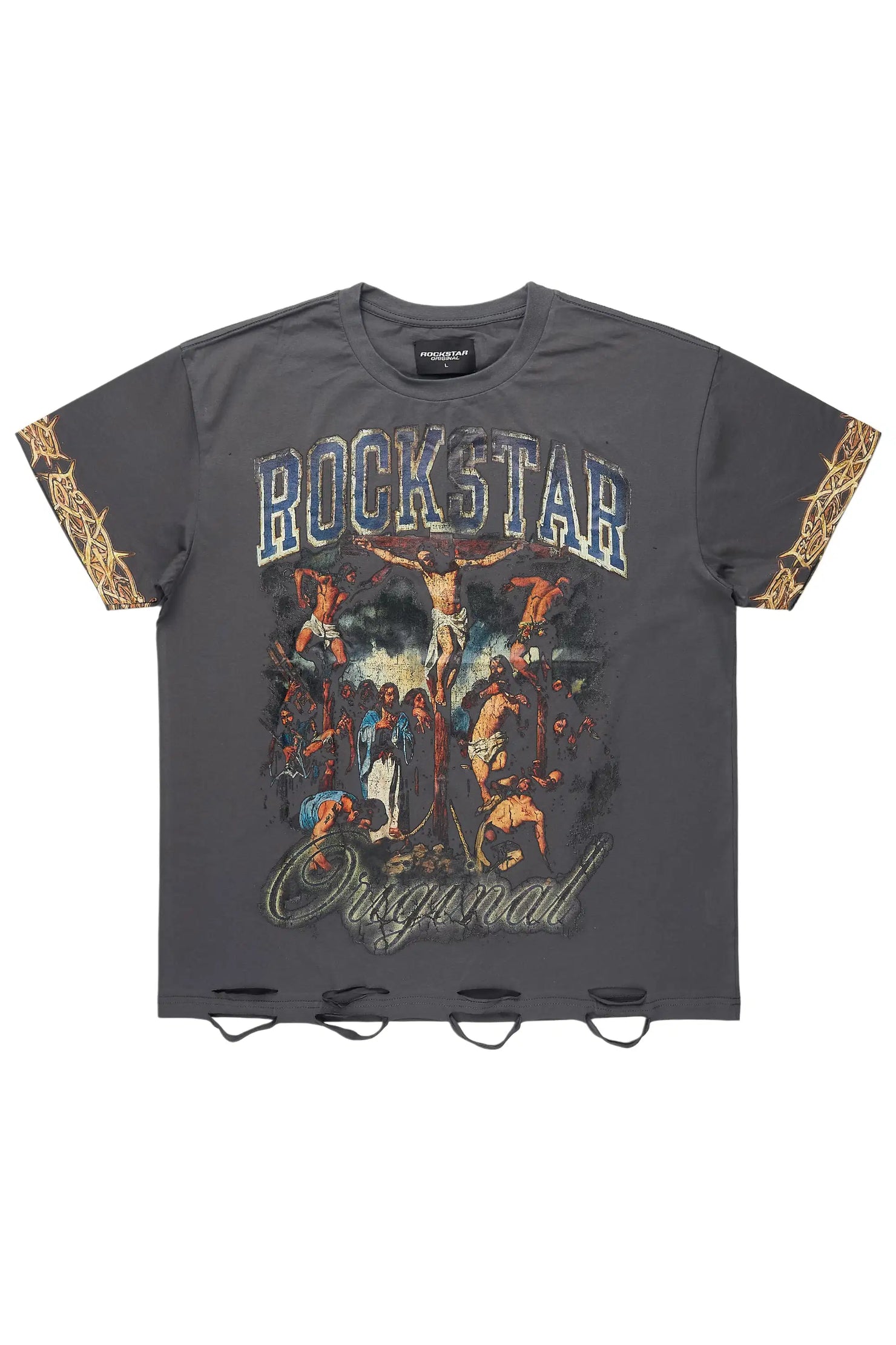 Waller Charcoal Distressed Oversized Graphic T-Shirt