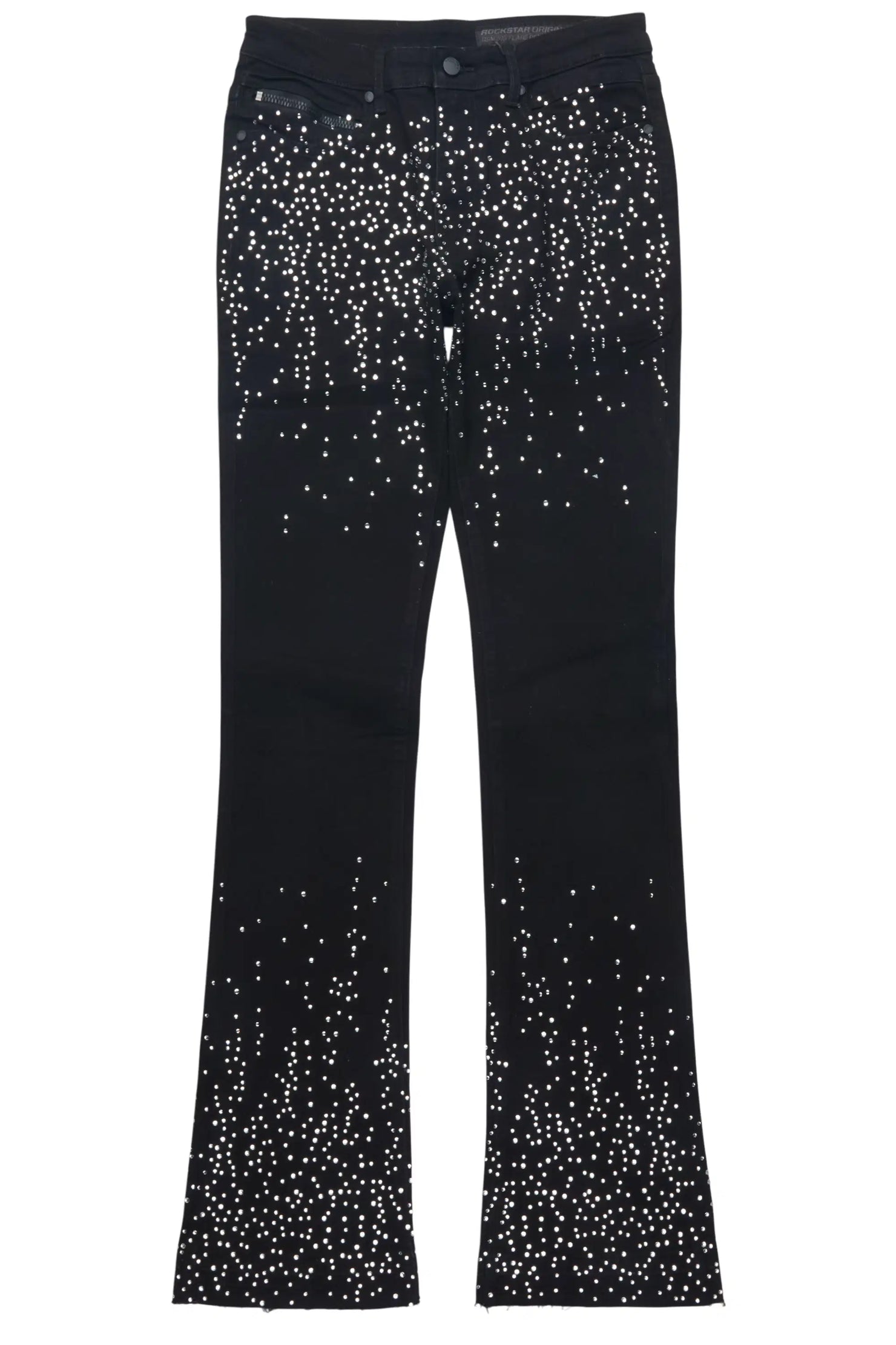 Maxton Black Rhinestone Stacked Flare Jean