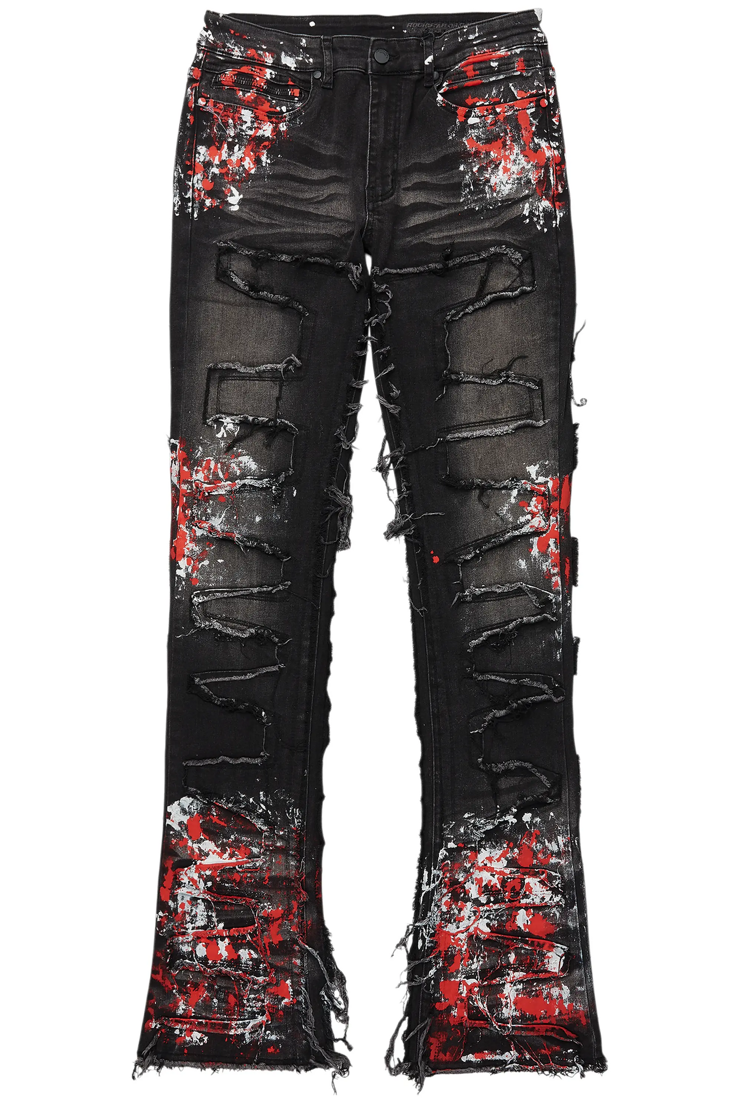 Kodak Grey/Red Painter Stacked Flare Fringe Jean