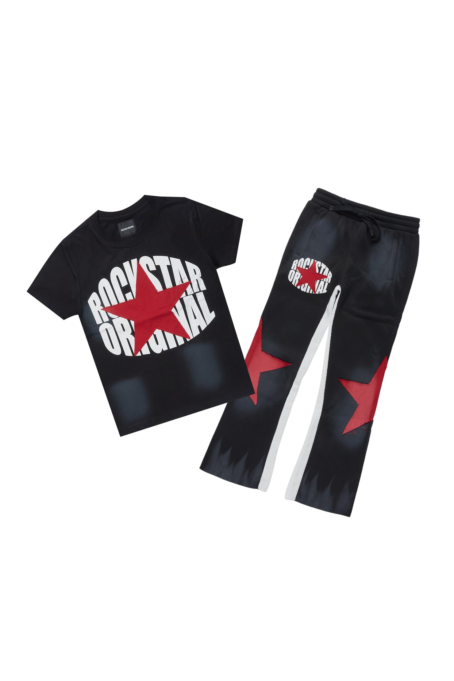 Girls Kallyah Black/ Red  T-Shirt Stacked Set